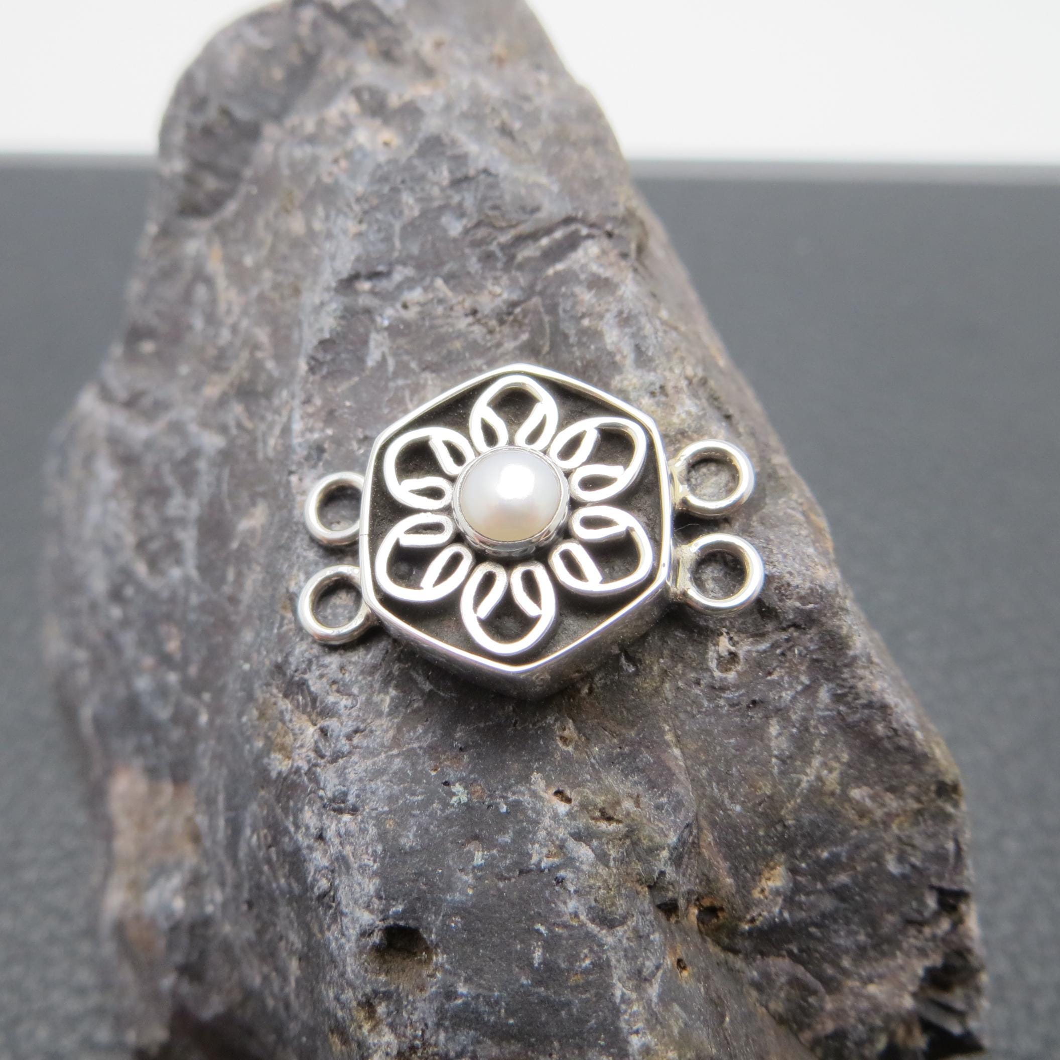 2-Strand Sterling Bali Connector w/ Pearl