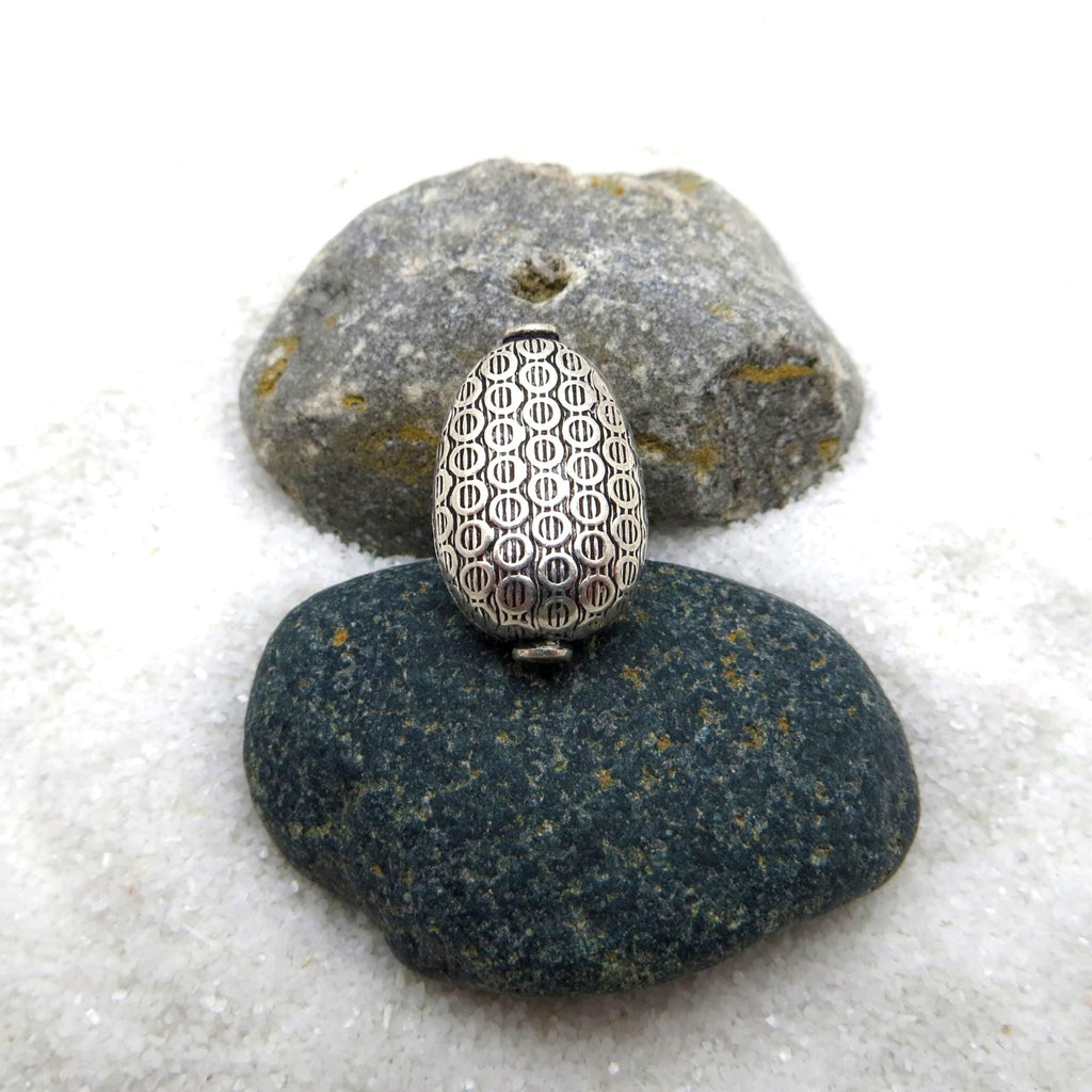 Bali Sterling Silver Elongated Bead 13mm x 21mm - MADE IN BALI