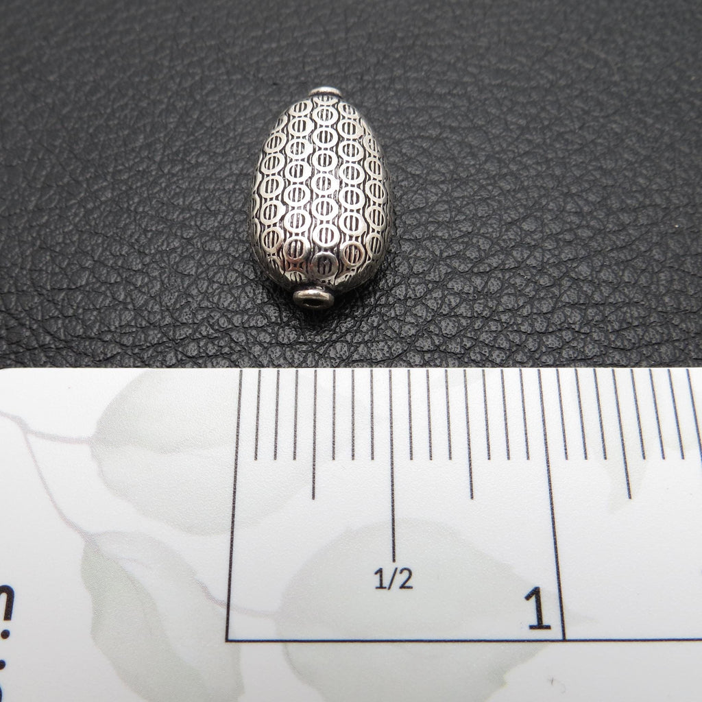 Bali Sterling Silver Elongated Bead 13mm x 21mm - MADE IN BALI