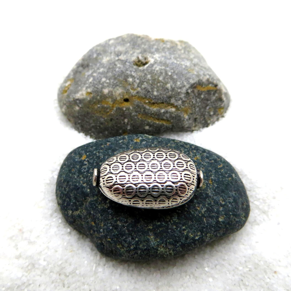 Bali Sterling Silver Elongated Bead 13mm x 21mm - MADE IN BALI