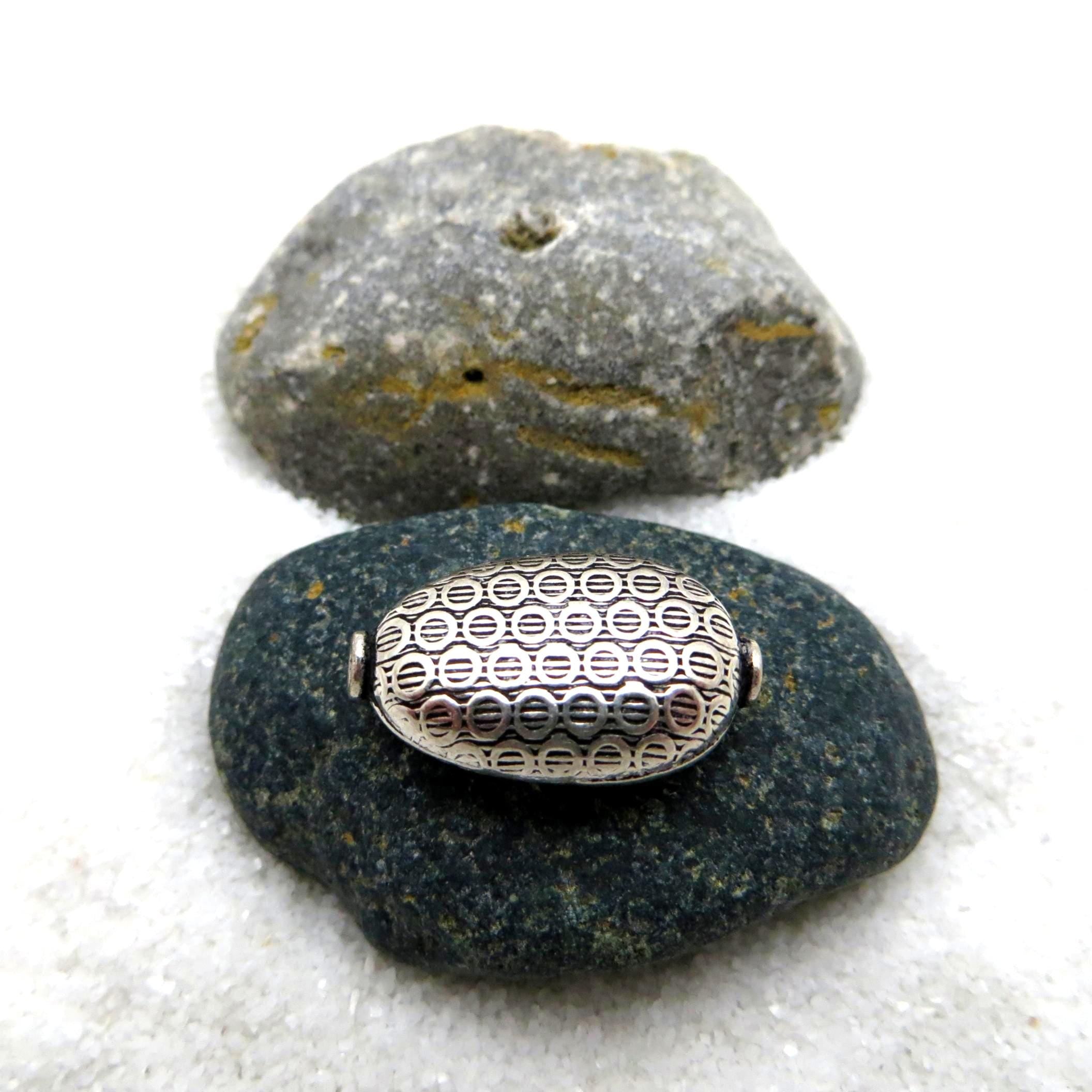 Bali Sterling Silver Elongated Bead 13mm x 21mm - MADE IN BALI