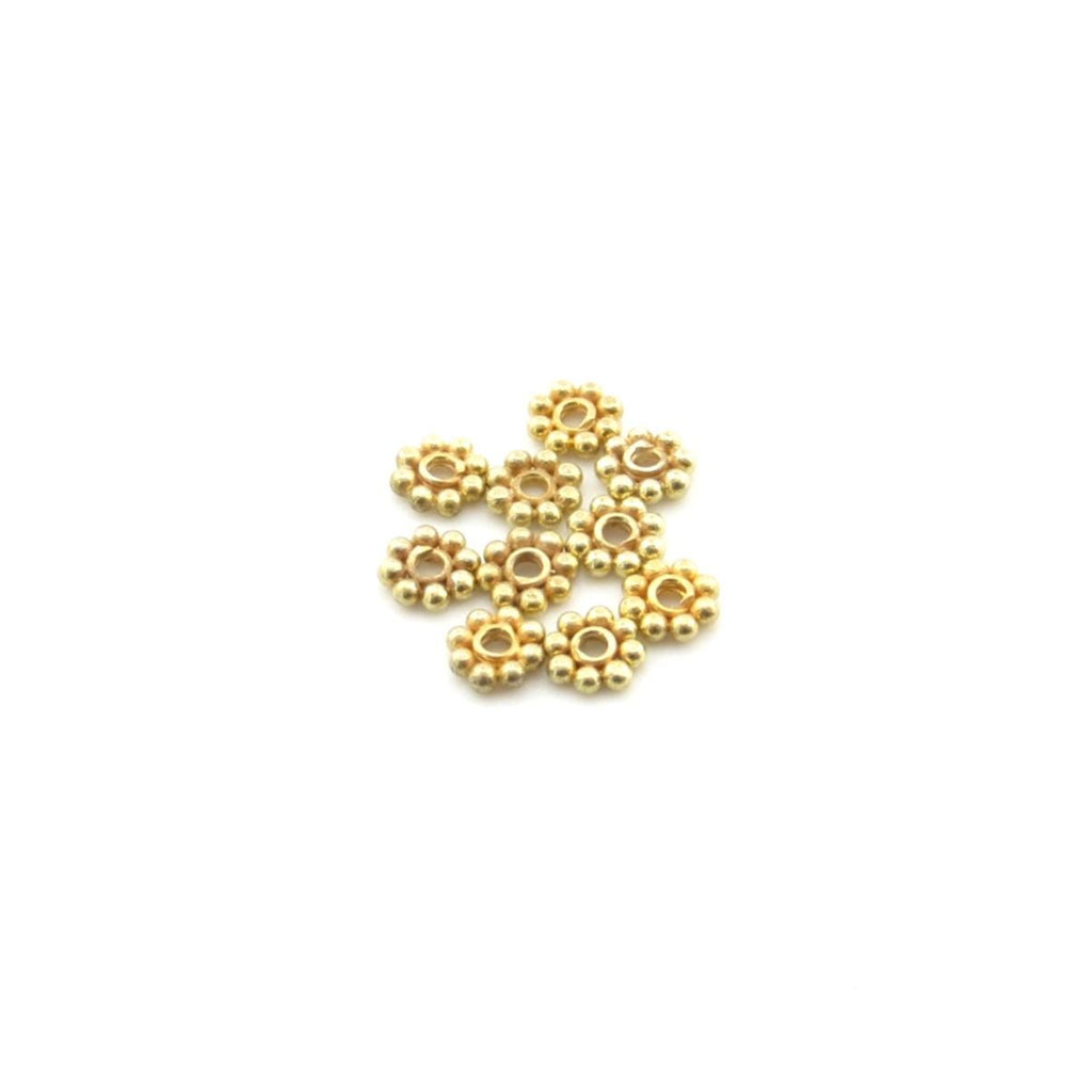 24k Vermeil over Sterling Bali Daisy Spacers, 20 pcs, Made in Bali