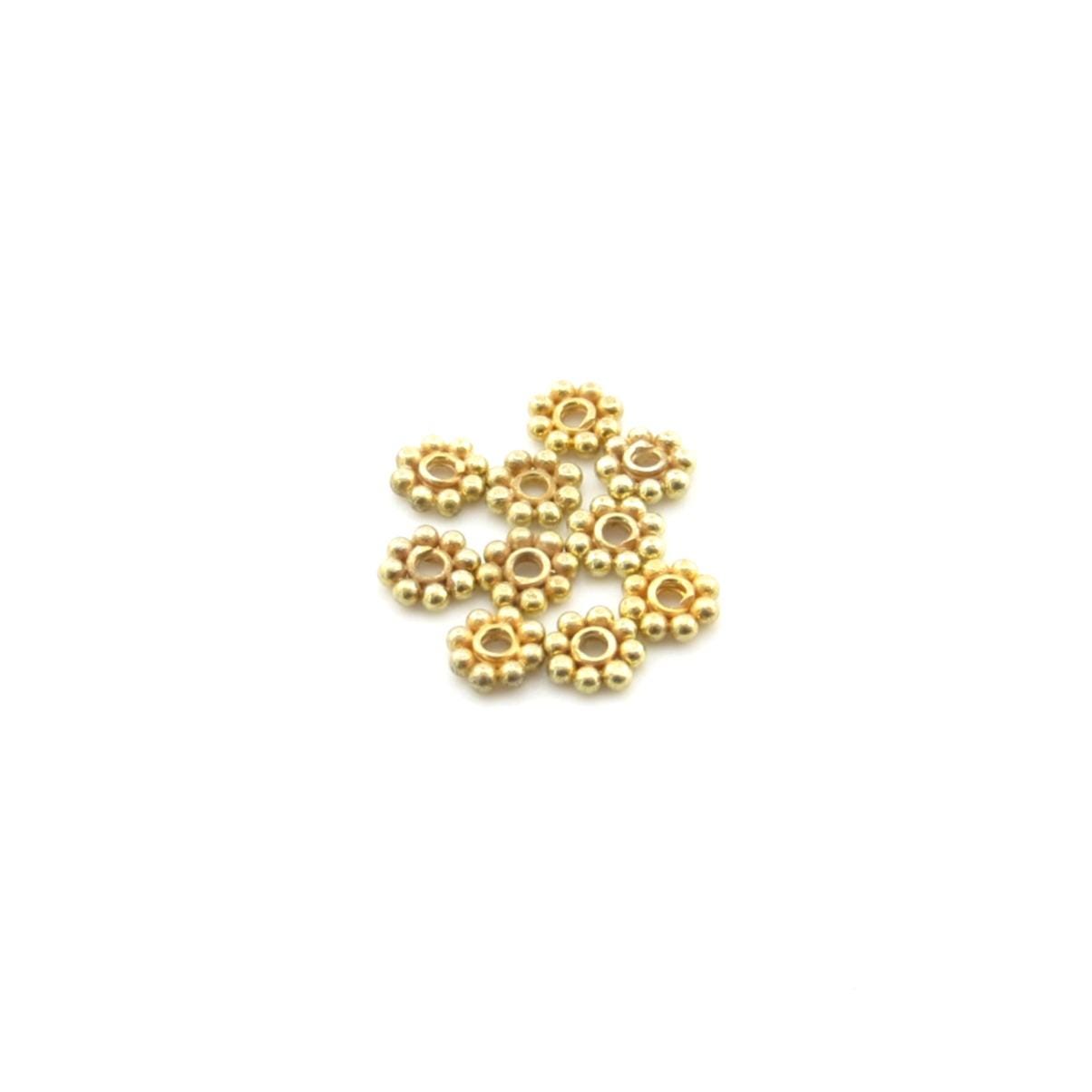 24k Vermeil over Sterling Bali Daisy Spacers, 20 pcs, Made in Bali