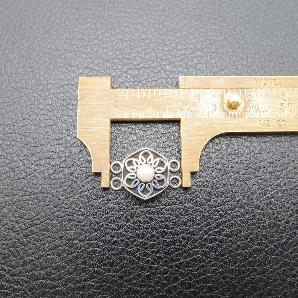 2-Strand Sterling Bali Connector w/ Pearl