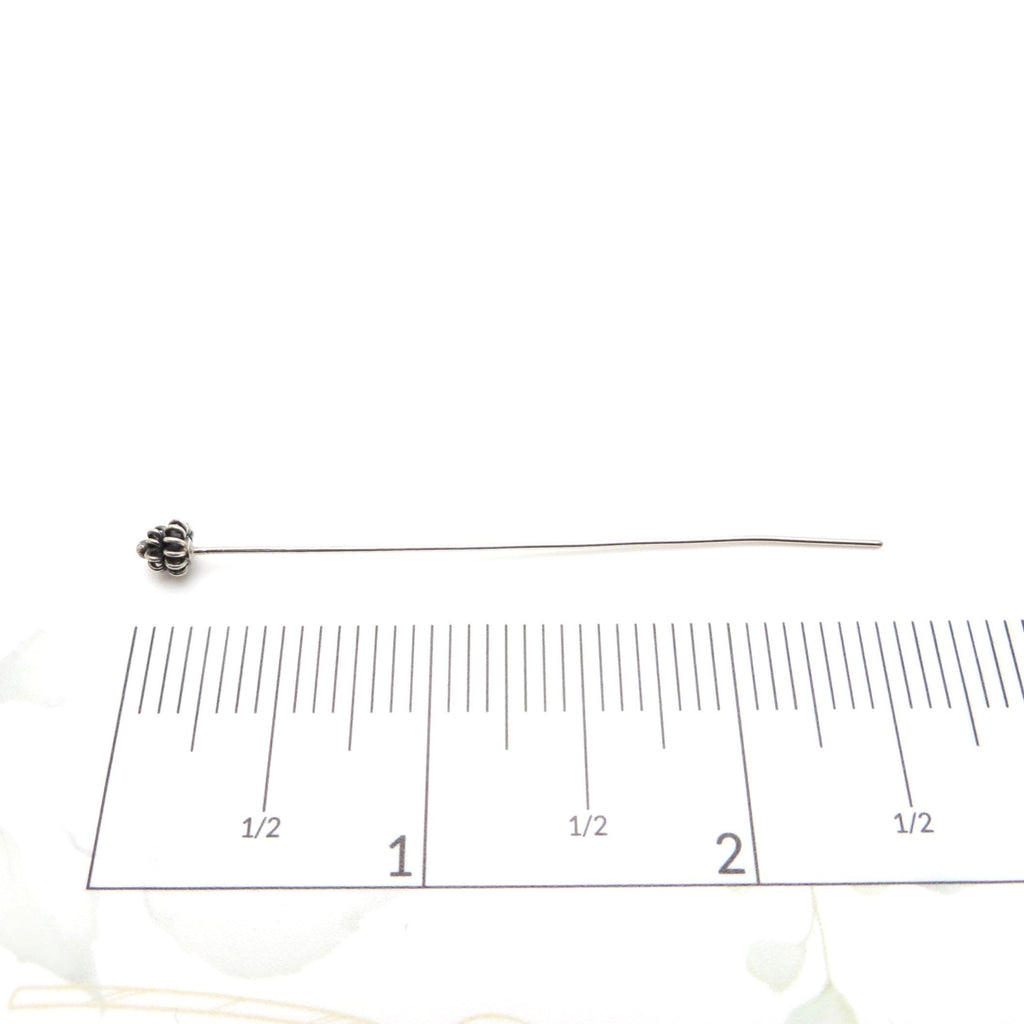Bali Sterling Silver Headpins - 2.5 inch (65mm) Length - 4 Pieces