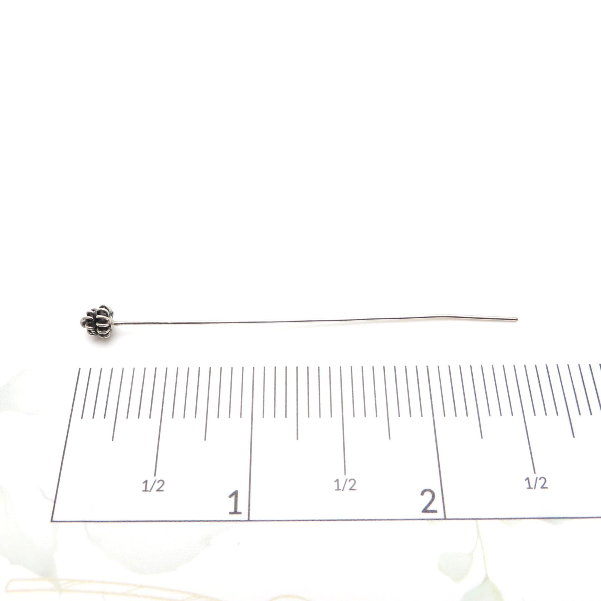 Bali Sterling Silver Headpins - 2.5 inch (65mm) Length - 4 Pieces