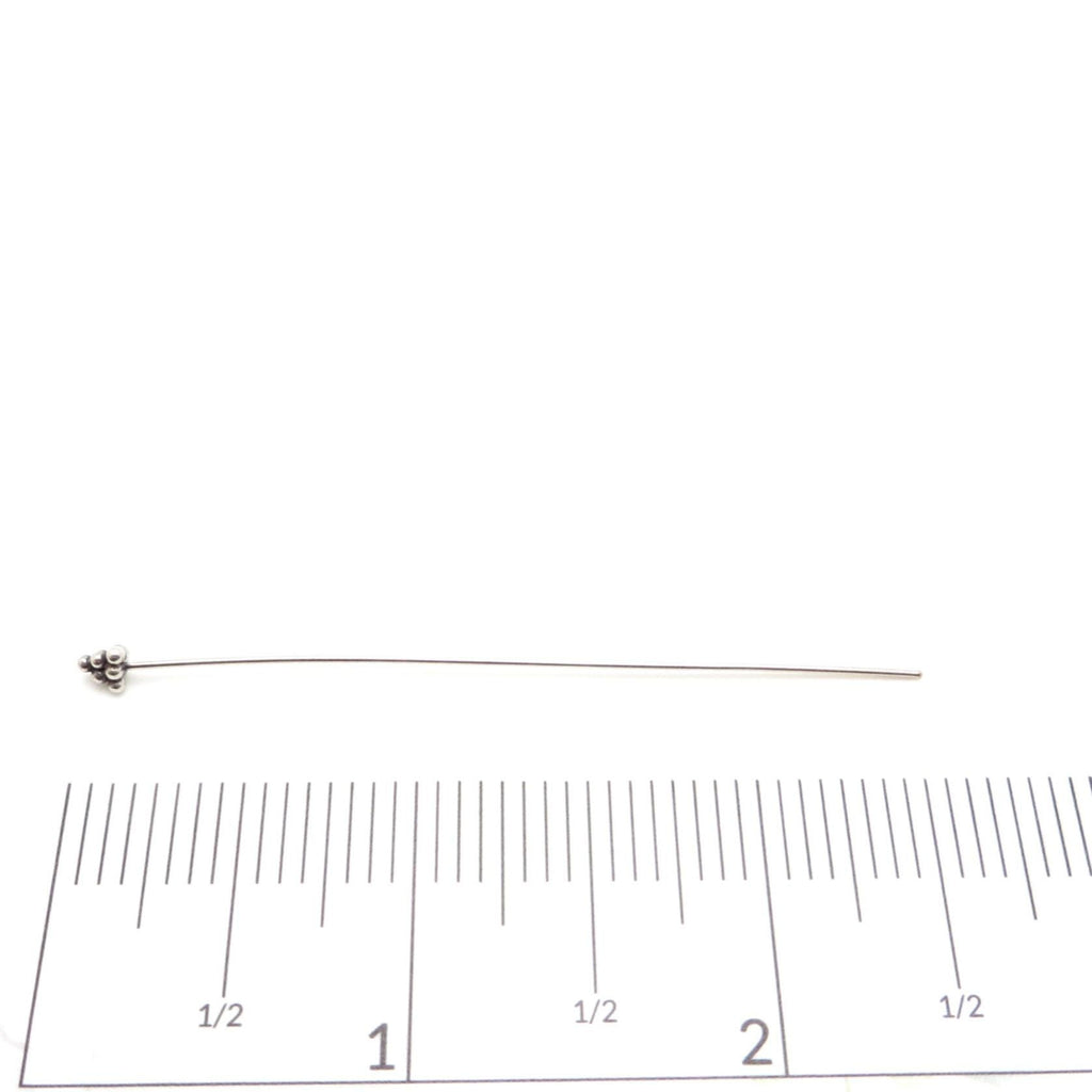 Bali Sterling Silver Headpins - 2.5 inch (65mm) Length - Pyramid Shape - 4 Pieces