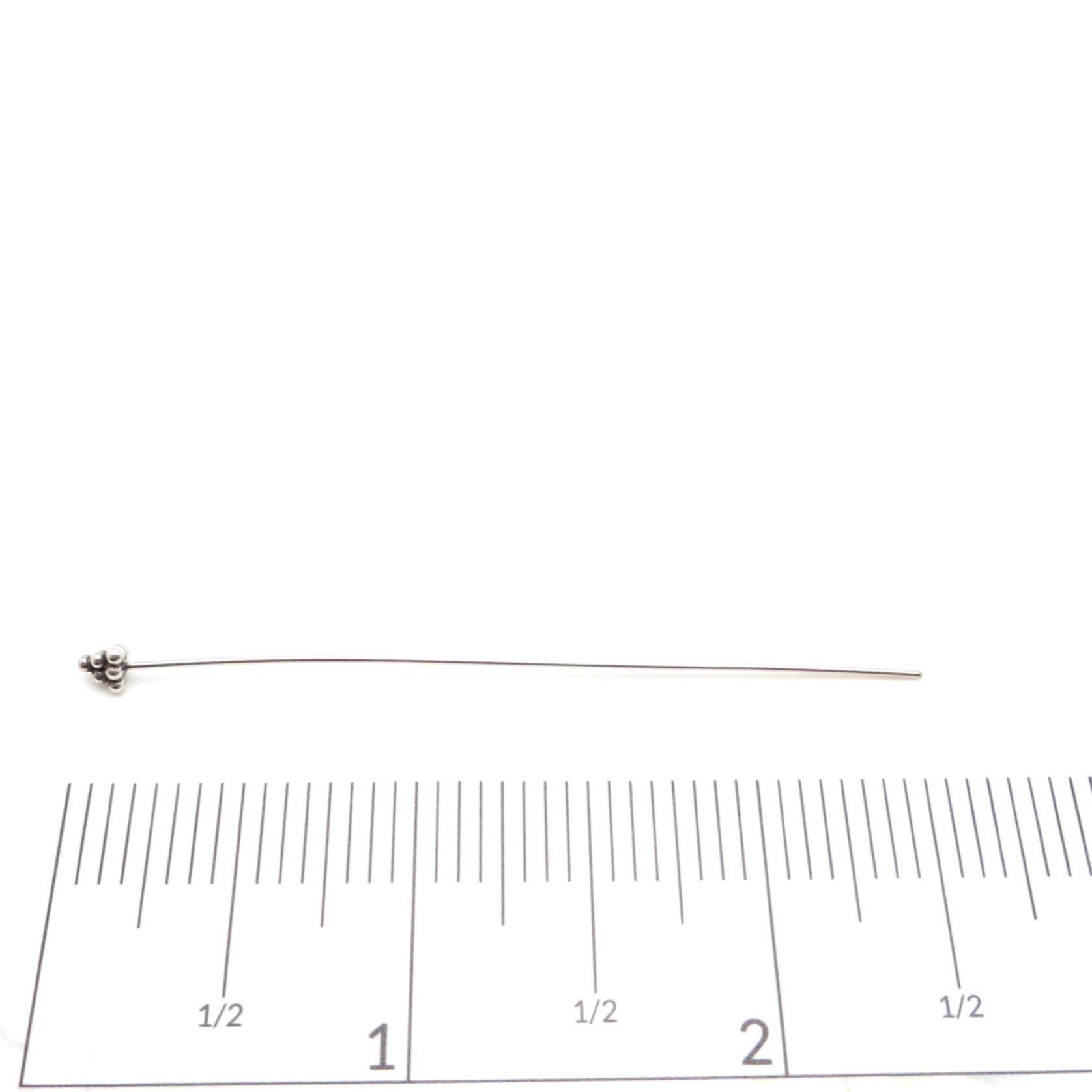 Bali Sterling Silver Headpins - 2.5 inch (65mm) Length - Pyramid Shape - 4 Pieces
