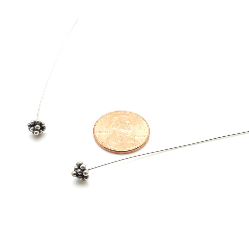 Bali Sterling Silver Headpins - 2.75 inch (70mm) Length - 2 or 4 Pieces - AB100