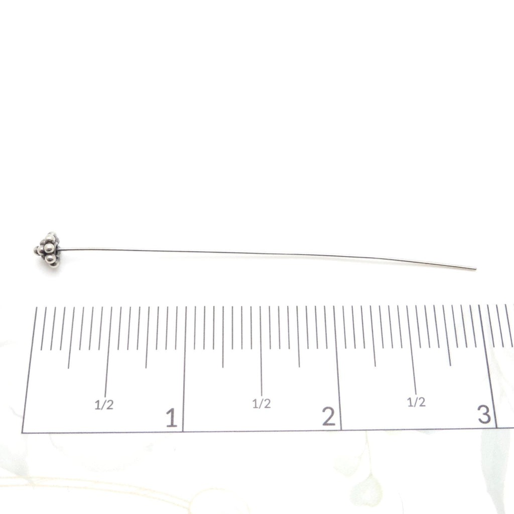 Bali Sterling Silver Headpins - 2.75 inch (70mm) Length - 2 or 4 Pieces - AB100