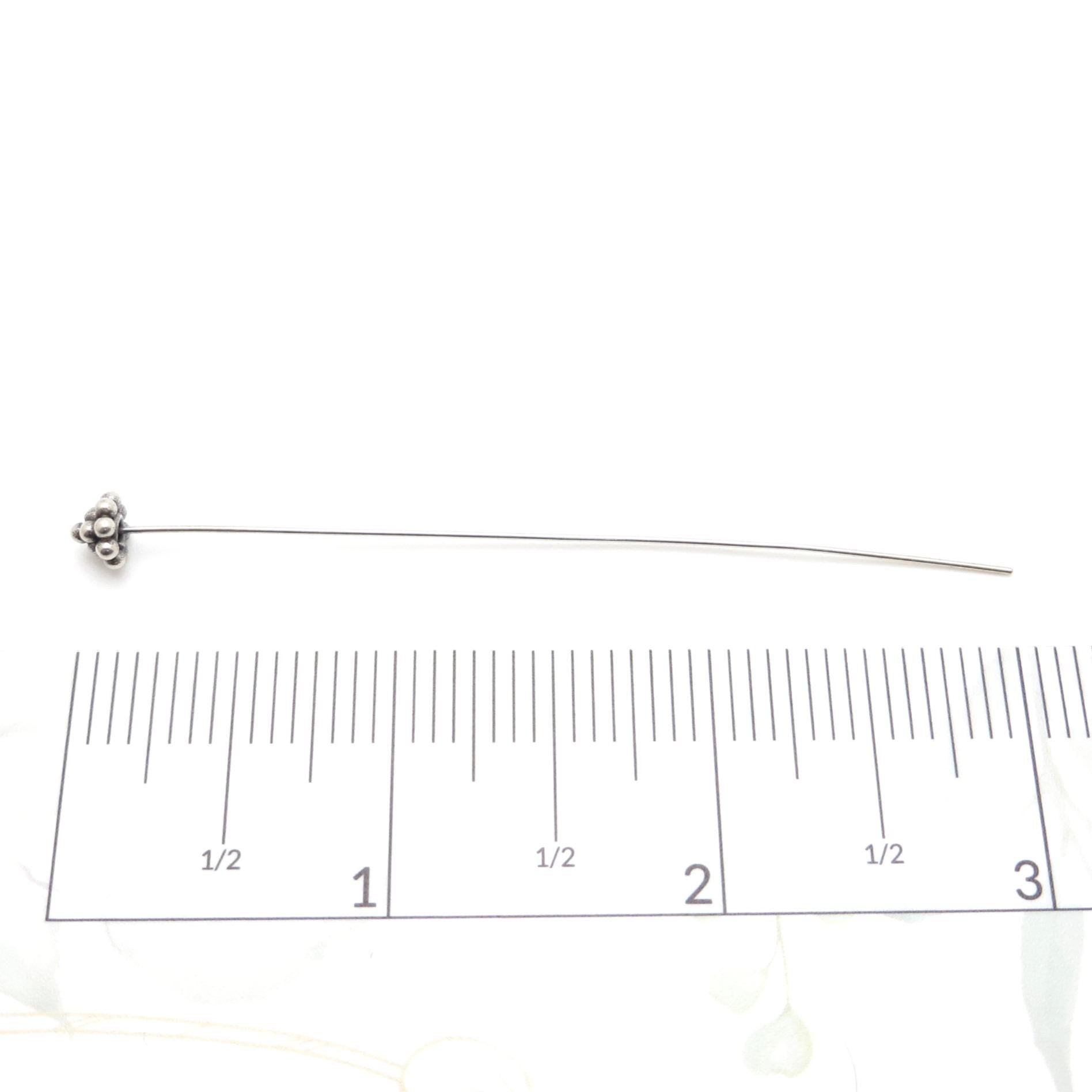 Bali Sterling Silver Headpins - 2.75 inch (70mm) Length - 2 or 4 Pieces - AB100