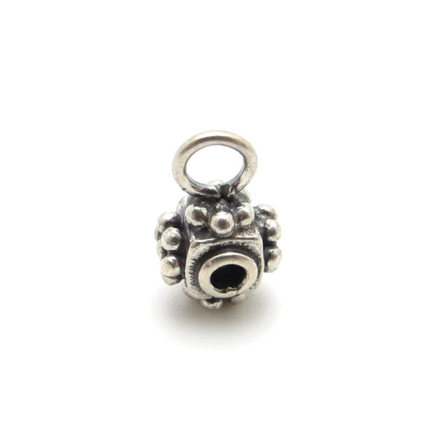 Bali Sterling Silver Granulated Bail Bead - Daisy Design - 6 x 5 x 10mm