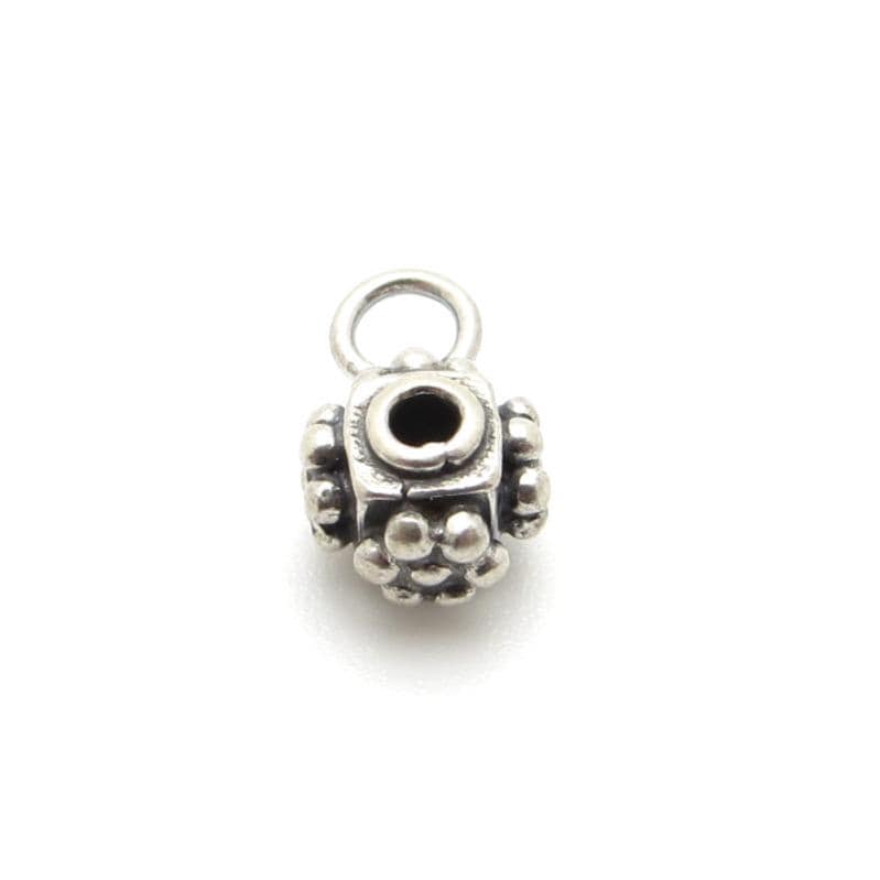 Bali Sterling Silver Granulated Bail Bead - Daisy Design - 6 x 5 x 10mm