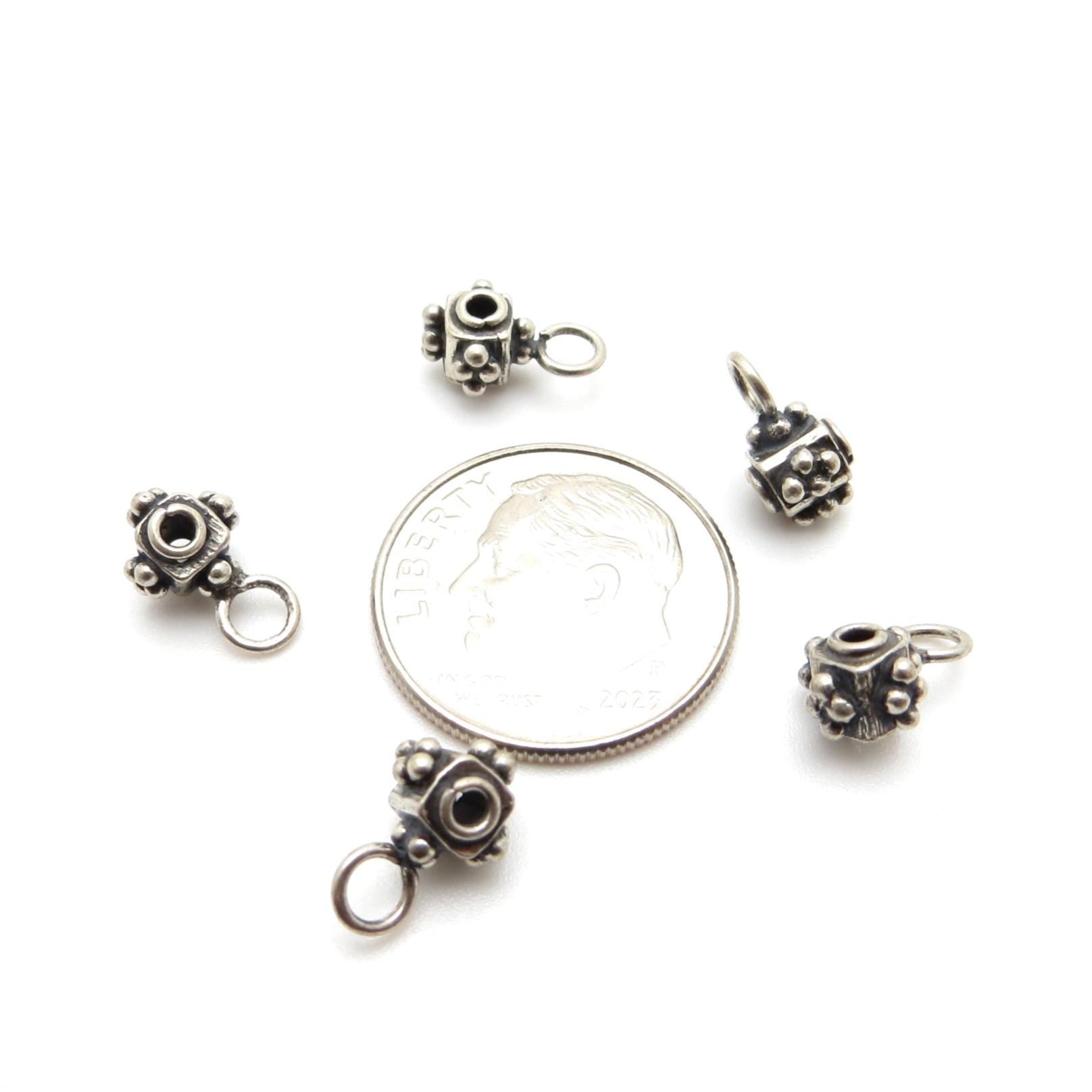 Bali Sterling Silver Granulated Bail Bead - 6 x 5 x 10mm