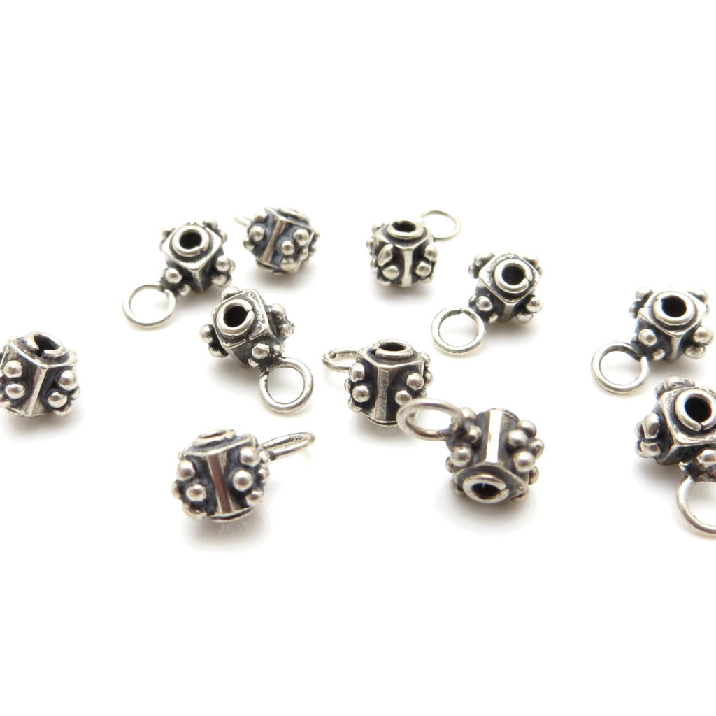 Bali Sterling Silver Granulated Bail Bead - 6 x 5 x 10mm