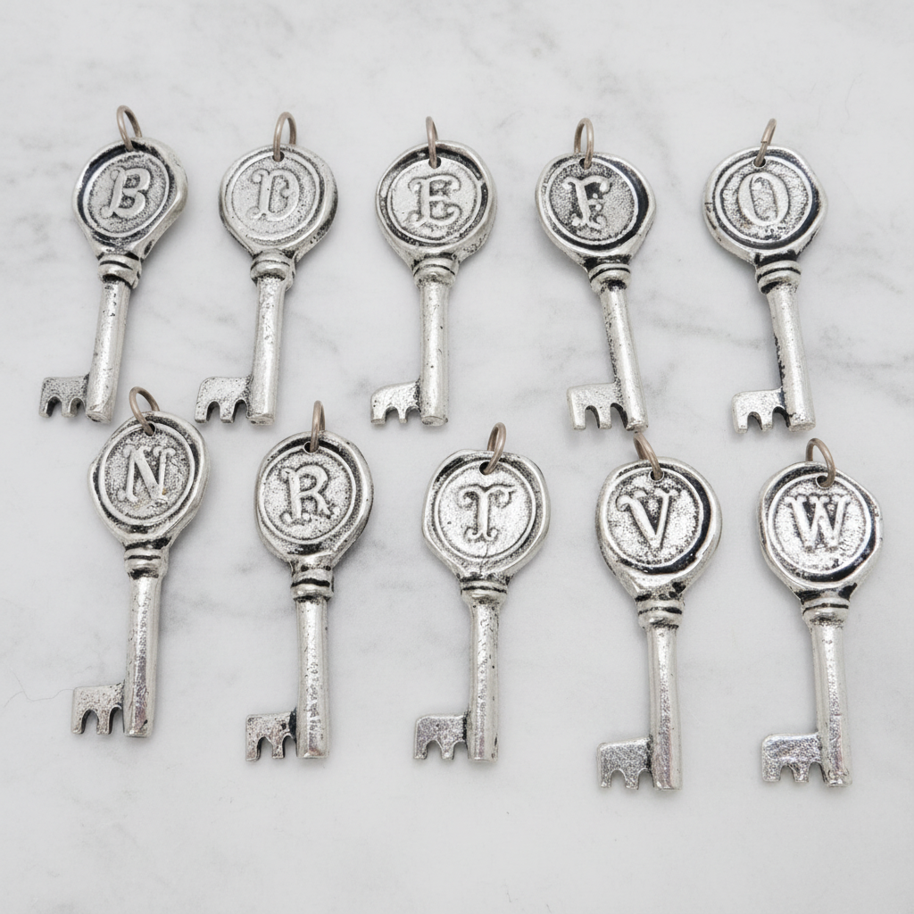 Silver Plated Initial Key Pendant