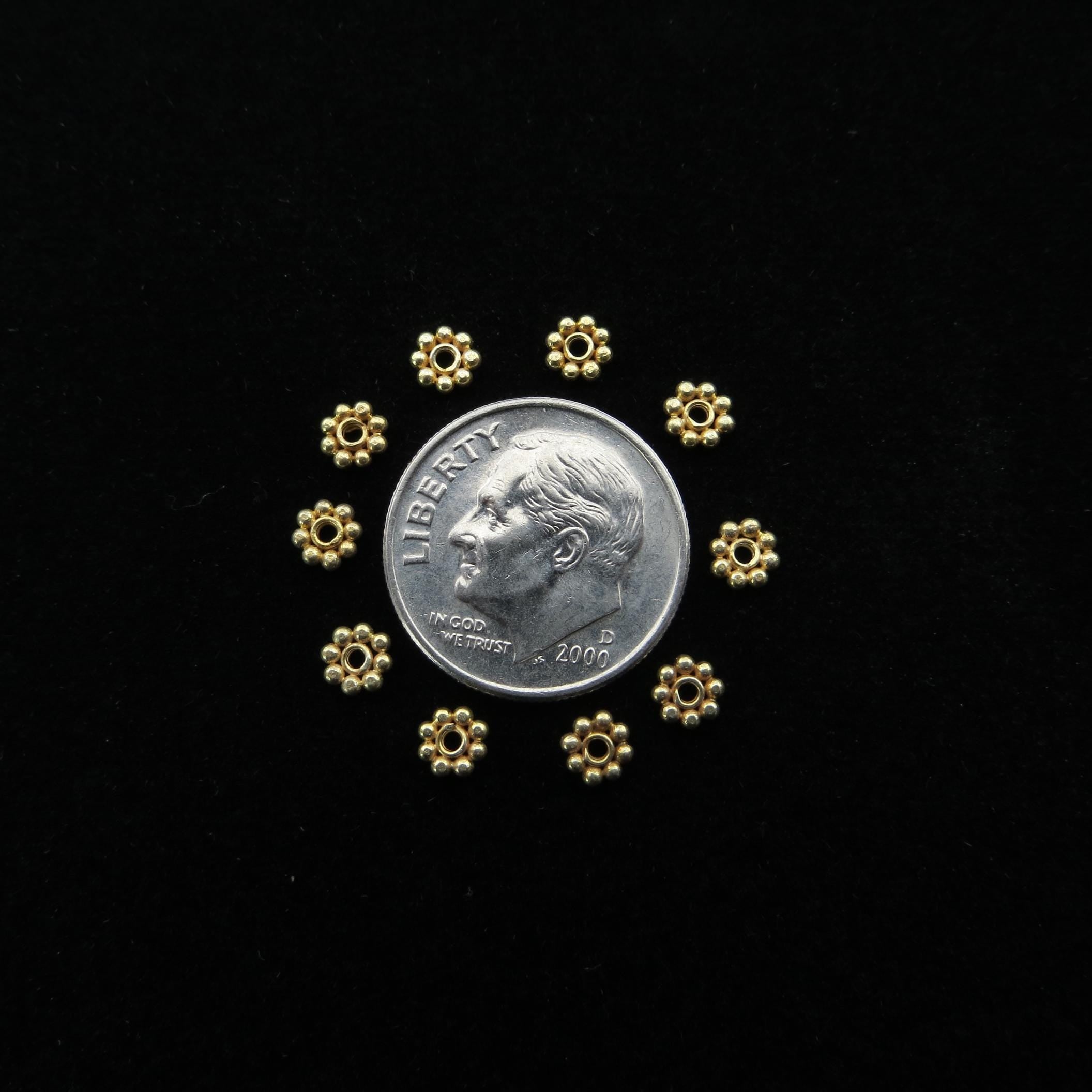 24k Vermeil over Sterling Bali Daisy Spacers, 20 pcs, Made in Bali