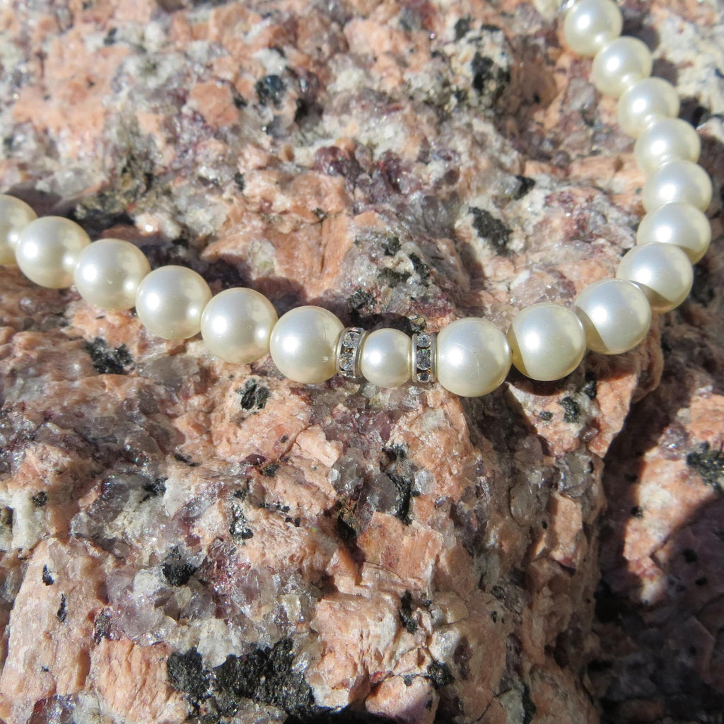 White Swarovski Pearl Necklace With Sterling Silver Toggle