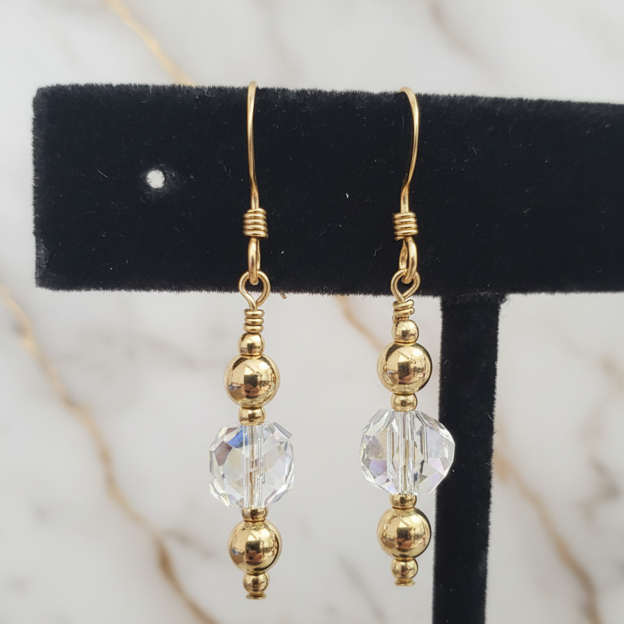 14k Gold Filled Swarovski Crystal AB Drop Earrings