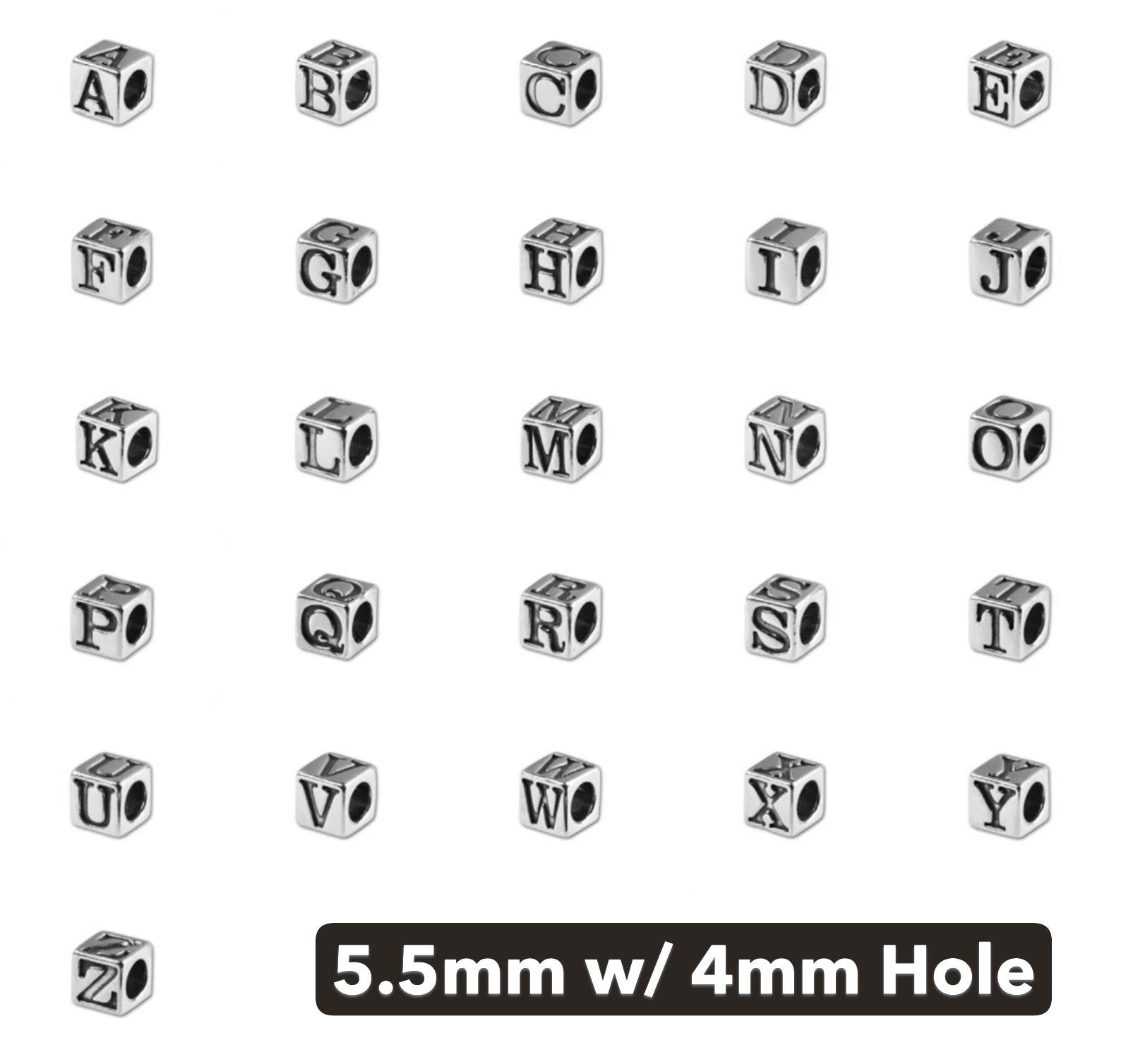 Pewter Letter Beads & Symbols - 5.5mm with 4mm Hole - Made in the U.S.A.