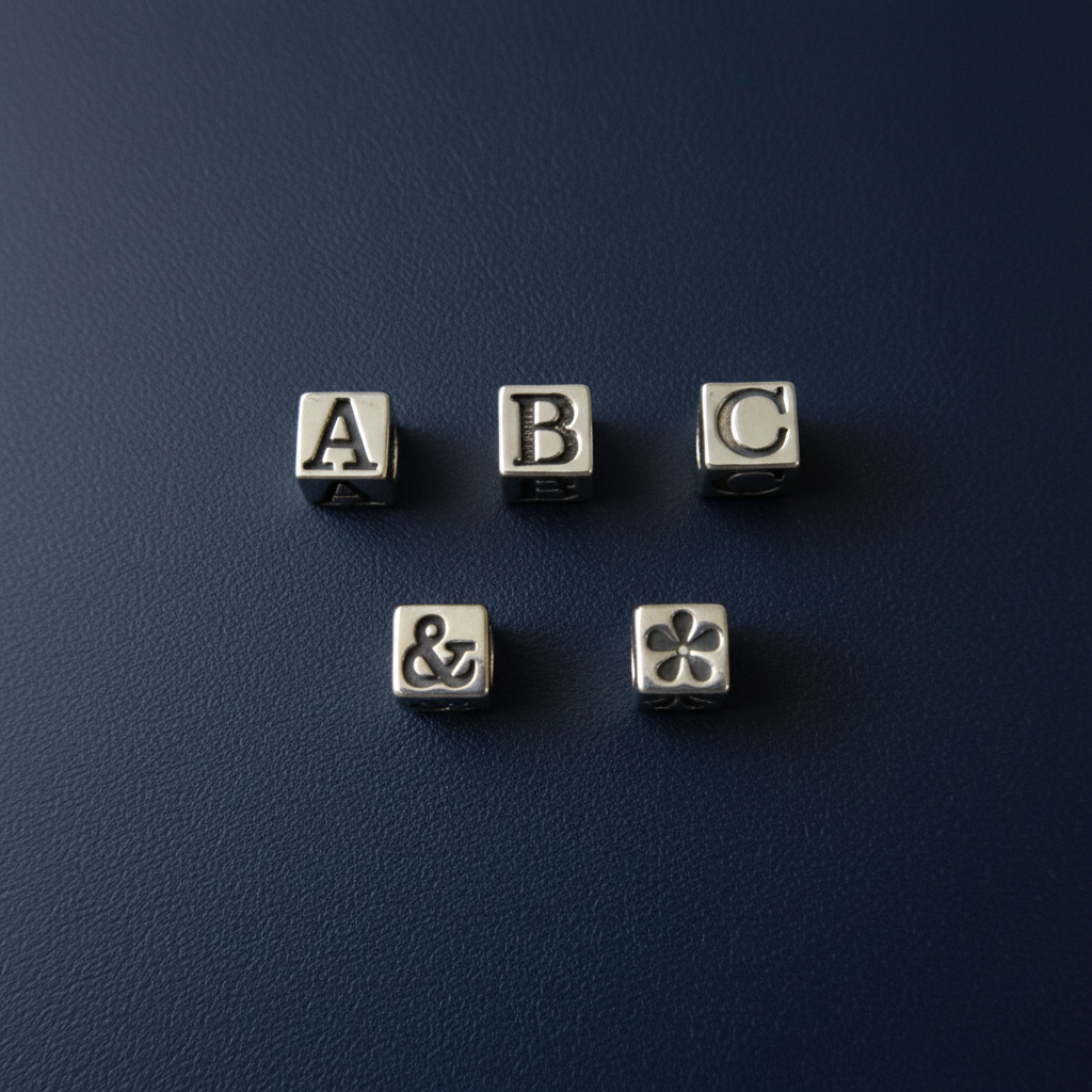 Sterling Silver Letter Beads & Symbols - 5.5mm with 4mm Hole