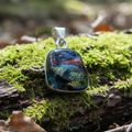 Dichroic Fused Glass Pendant Set in Sterling Silver