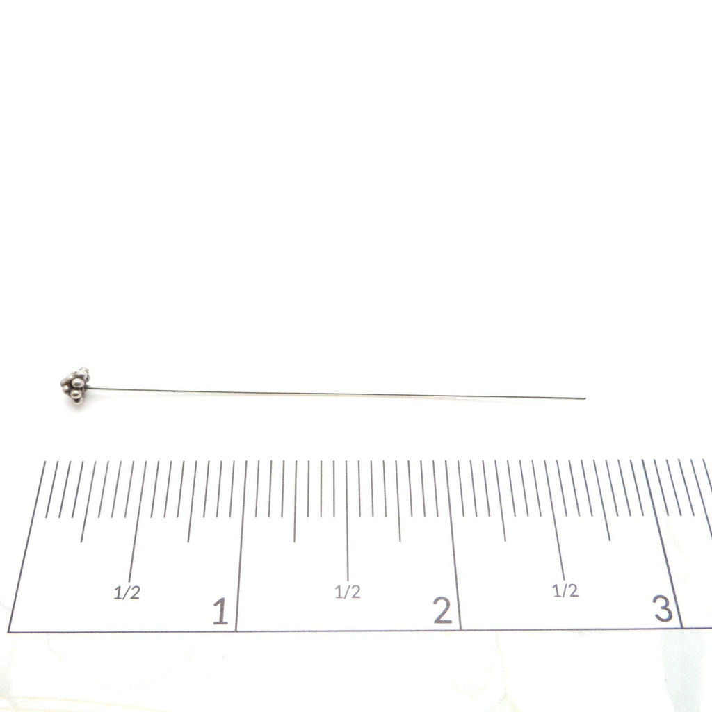 Bali Sterling Silver Headpins - 2.75 inch (70mm) Length - 4 Pieces - AB99