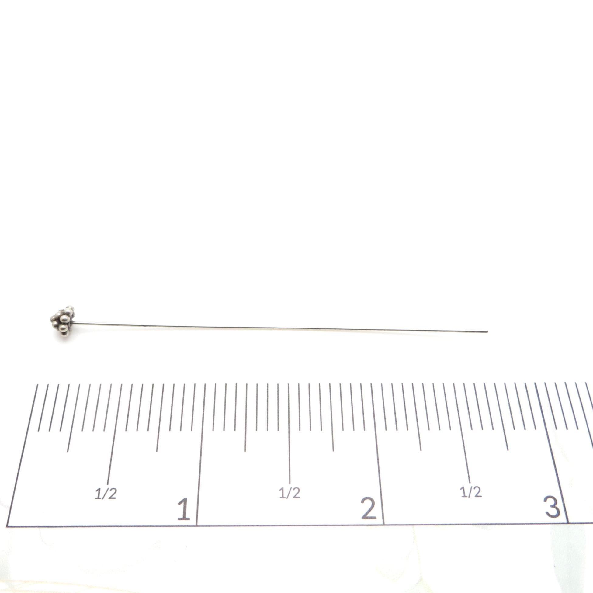 Bali Sterling Silver Headpins - 2.75 inch (70mm) Length - 4 Pieces - AB99