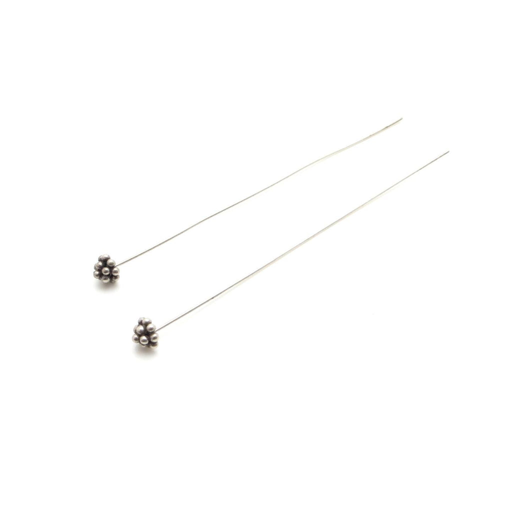 Bali Sterling Silver Headpins - 2.75 inch (70mm) Length - 4 Pieces - AB99
