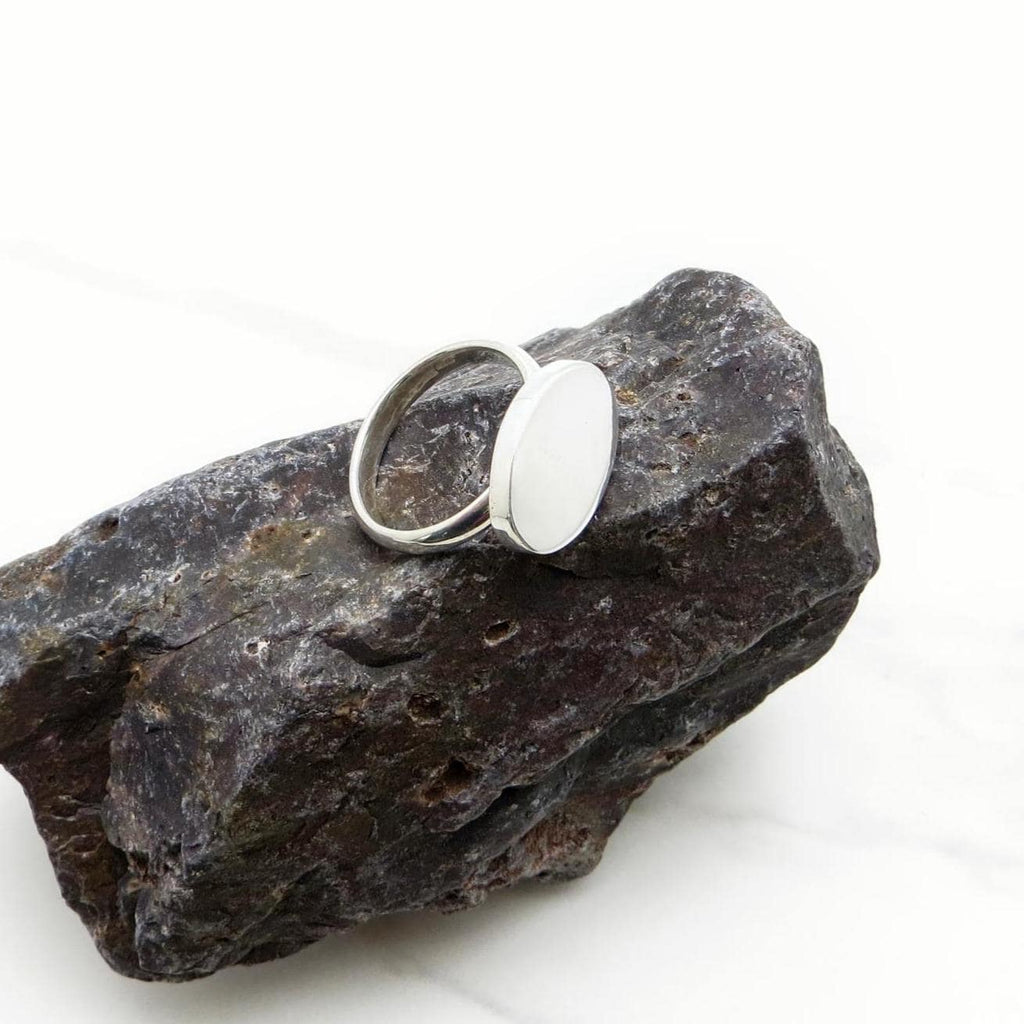 Sterling Silver Engravable Ring - 11 x 15mm Oval Face -Size 4.75