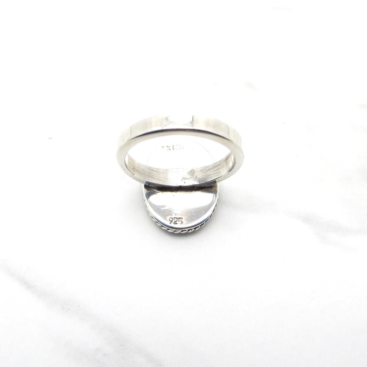 Sterling Silver Engravable Ring - Rope Border w/ Oval Face - Solid Band - Size 5