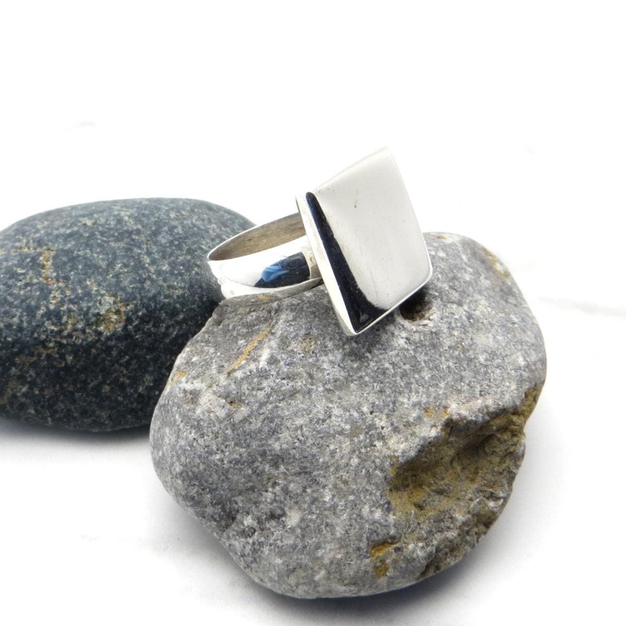 Sterling Silver Engravable Ring - 14mm Square Face - Solid Band - Size 5 - .925