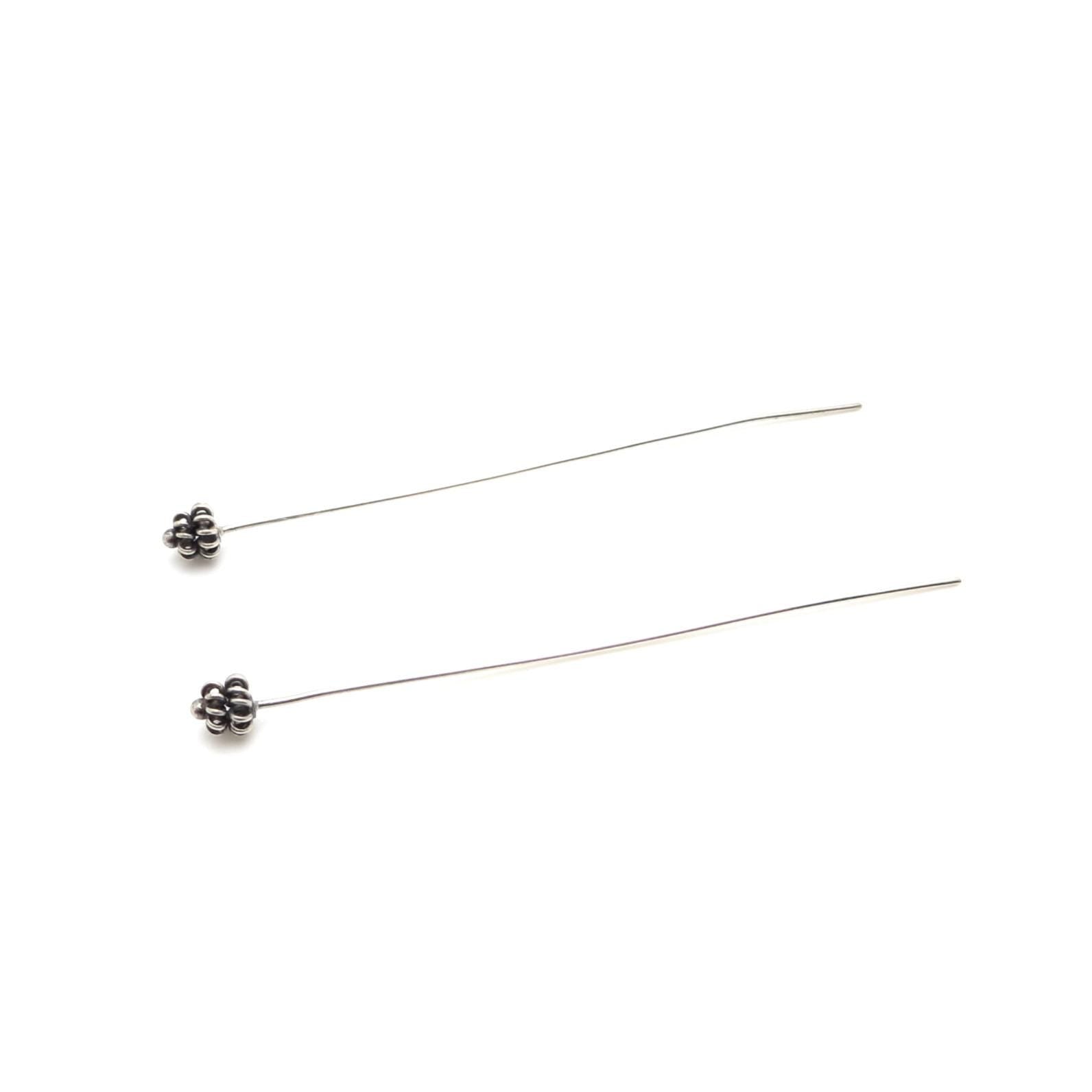 Bali Sterling Silver Headpins - 2.5 inch (65mm) Length - 4 Pieces