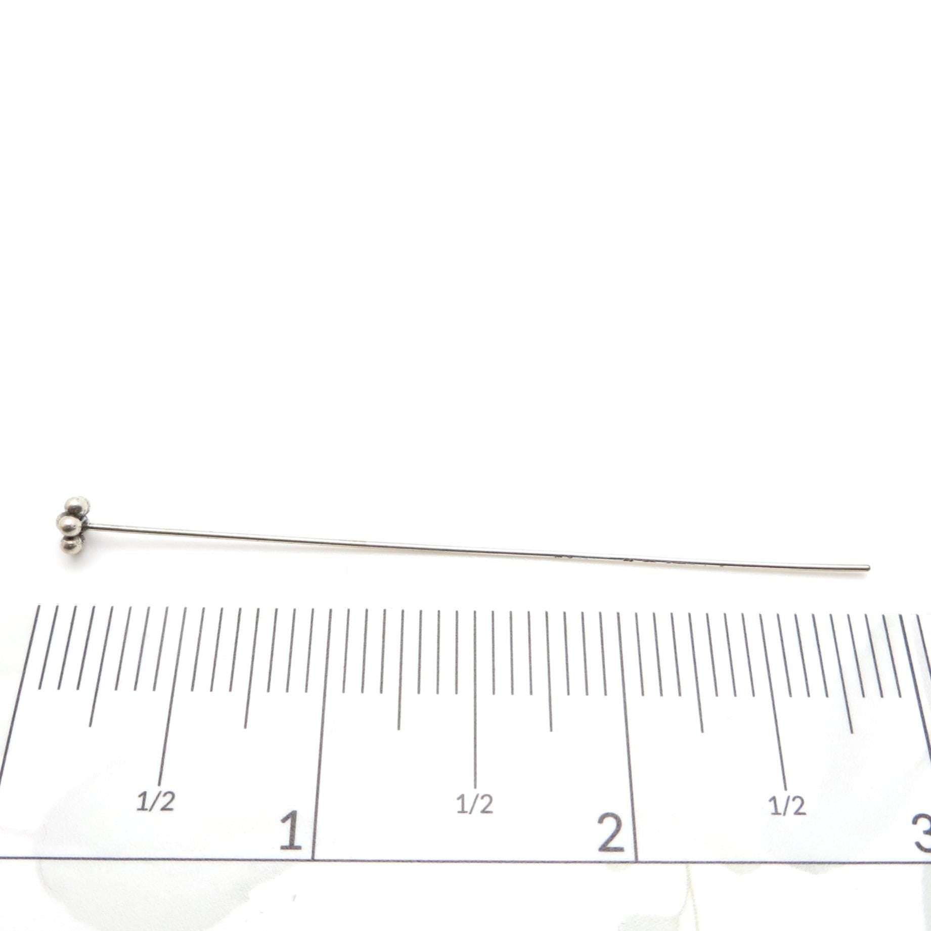 Sterling Silver Daisy Headpins – Bali Handmade Jewelry Findings (3 inch) - 20 gauge