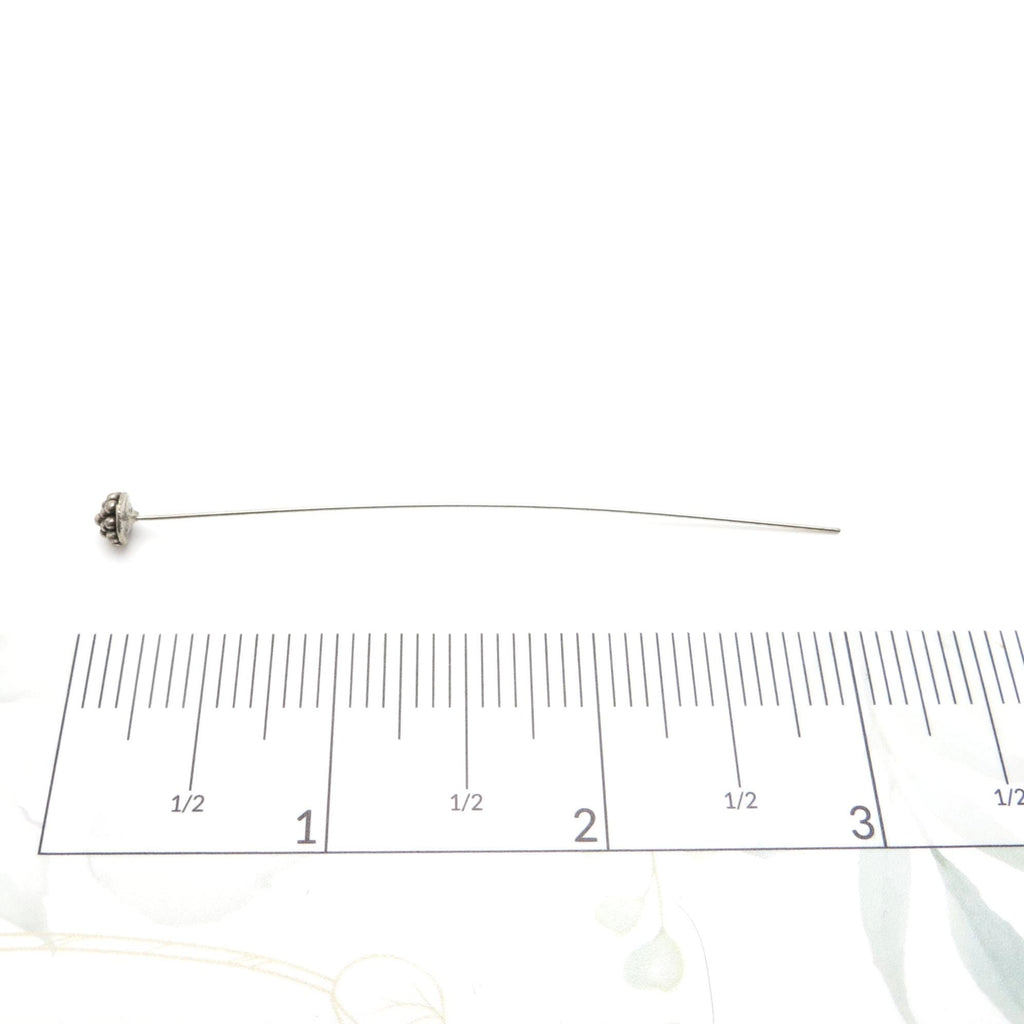 Bali Sterling Silver Headpins - Multi Dot w/ Disc Back - 3 inch (76mm) - 2 or 4 Pieces