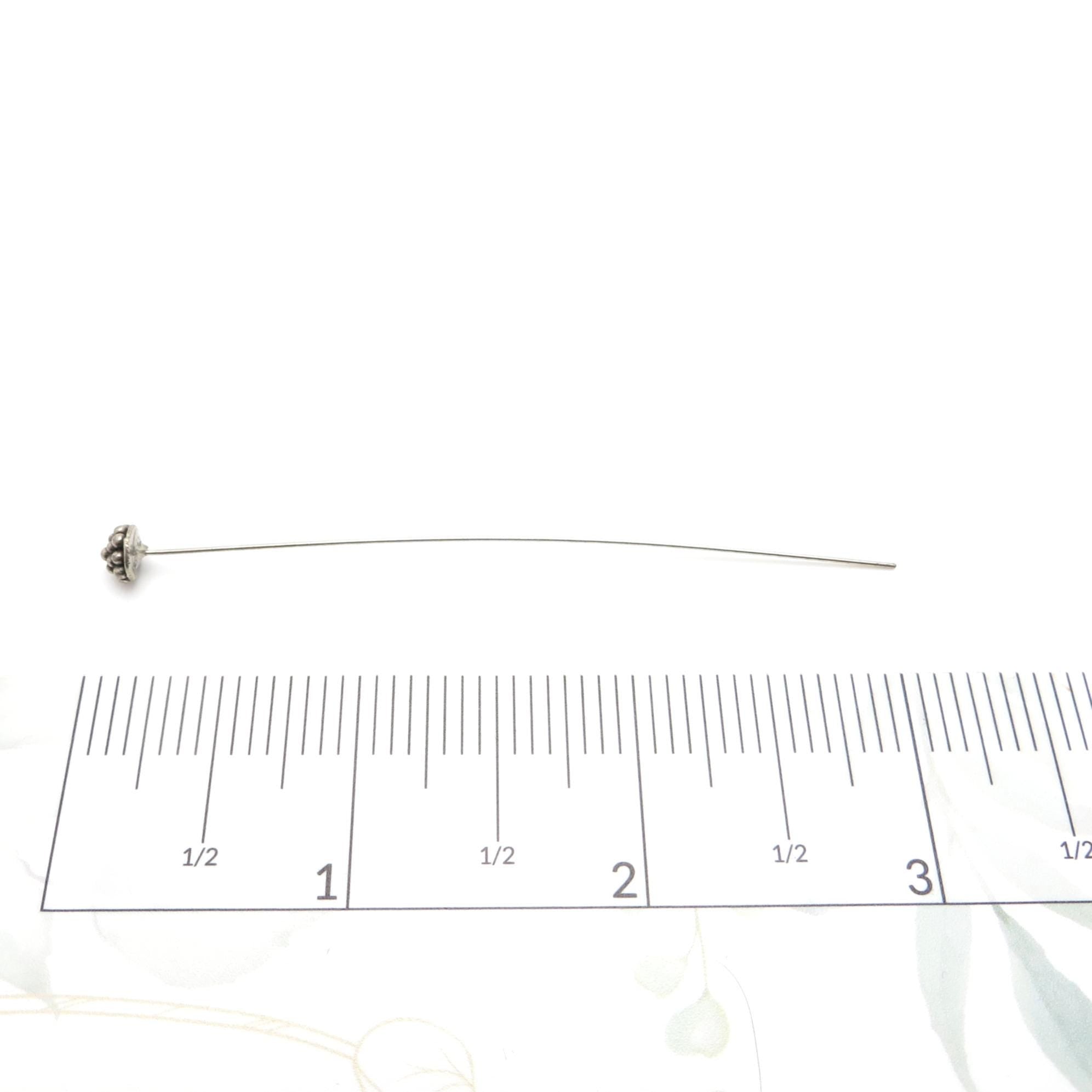 Bali Sterling Silver Headpins - Multi Dot w/ Disc Back - 3 inch (76mm) - 2 or 4 Pieces