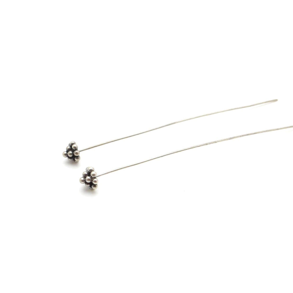 Bali Sterling Silver Headpins - 2.75 inch (70mm) Length - 2 or 4 Pieces - AB100