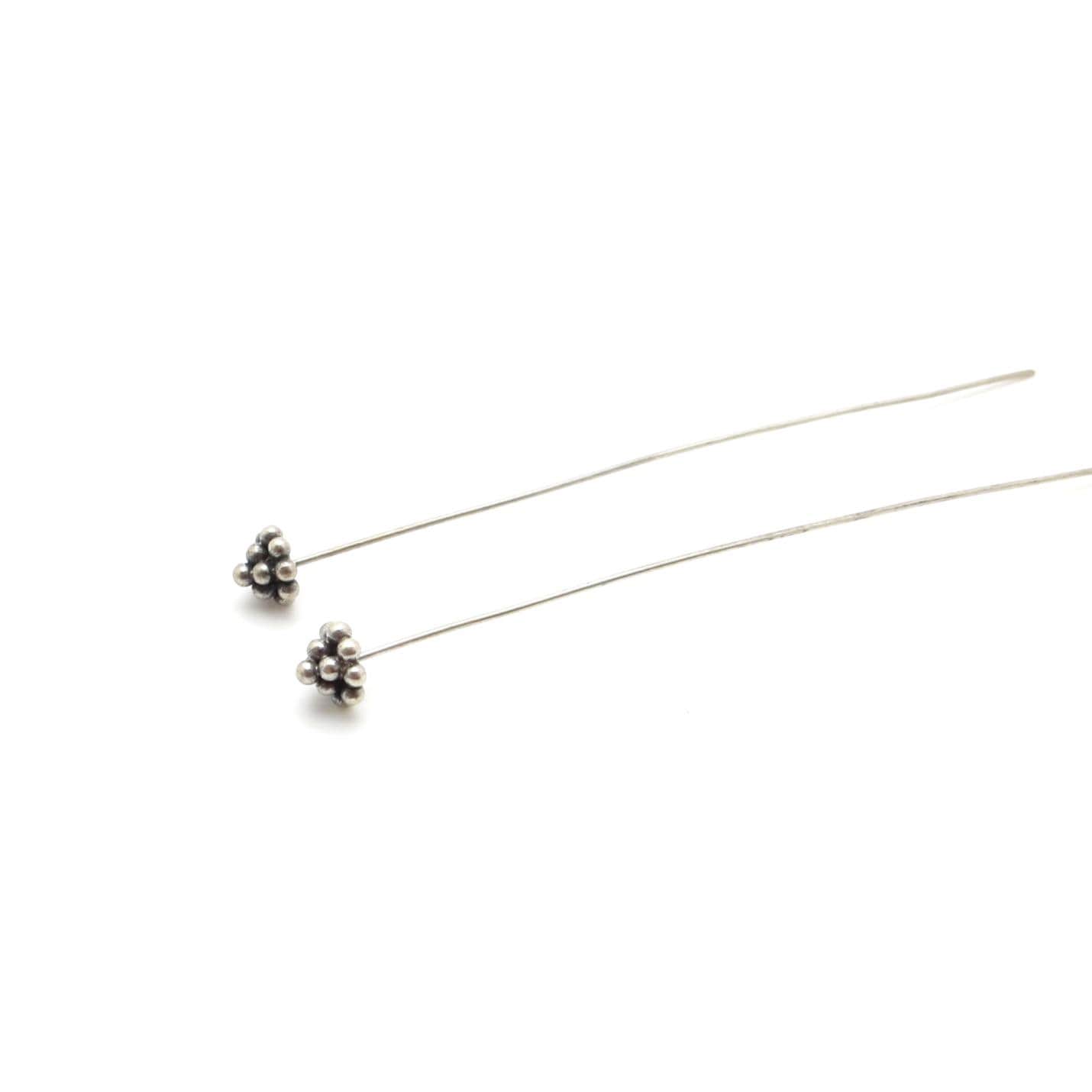 Bali Sterling Silver Headpins - 2.75 inch (70mm) Length - 2 or 4 Pieces - AB100
