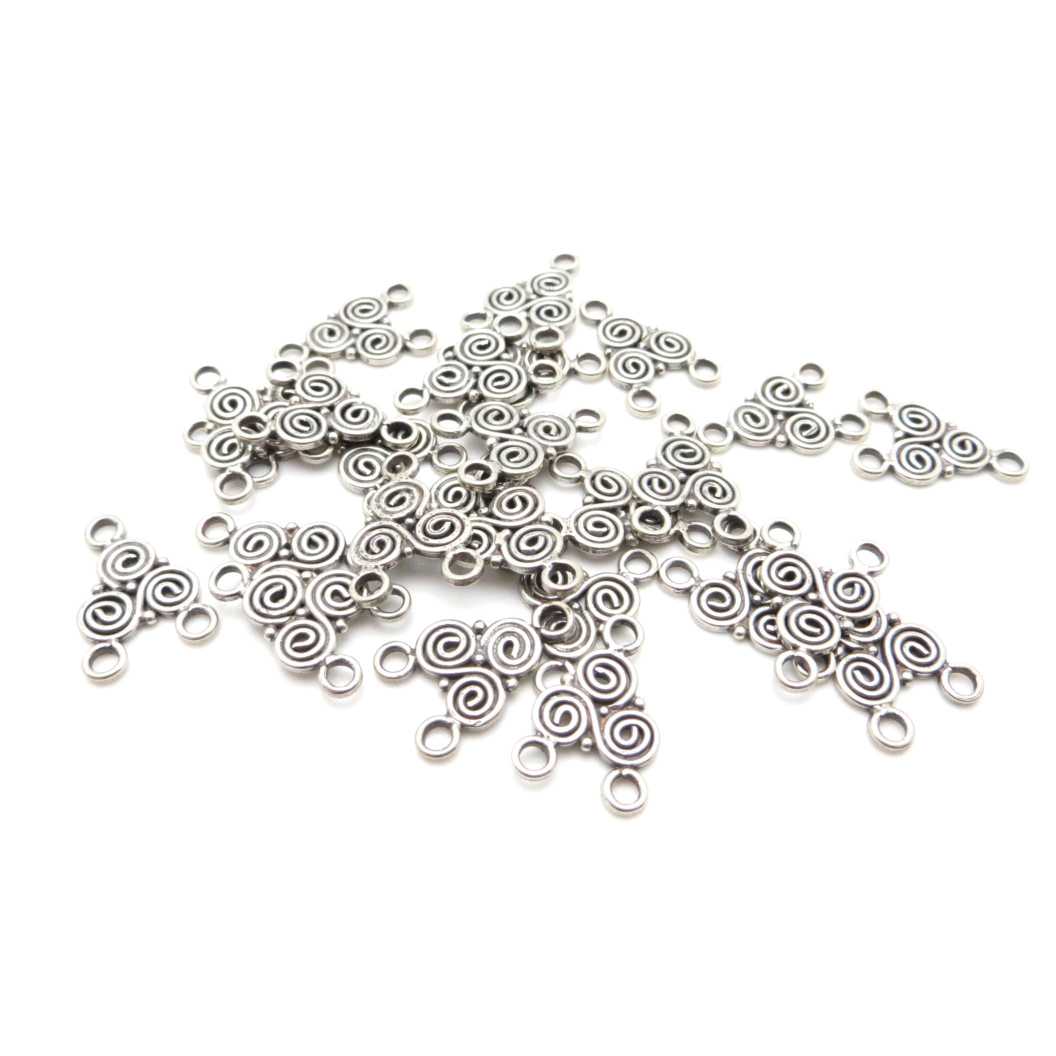 3-Hole Spiral Bali Sterling Silver Connector - 11 x 16mm - 1 Piece