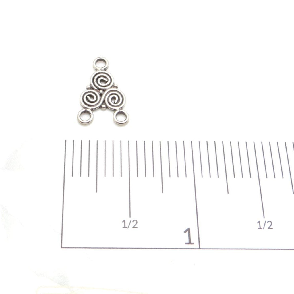 3-Hole Spiral Bali Sterling Silver Connector - 11 x 16mm - 1 Piece