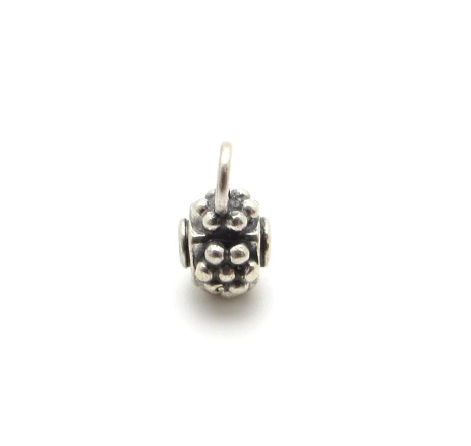 Bali Sterling Silver Granulated Bail Bead - Daisy Design - 6 x 5 x 10mm