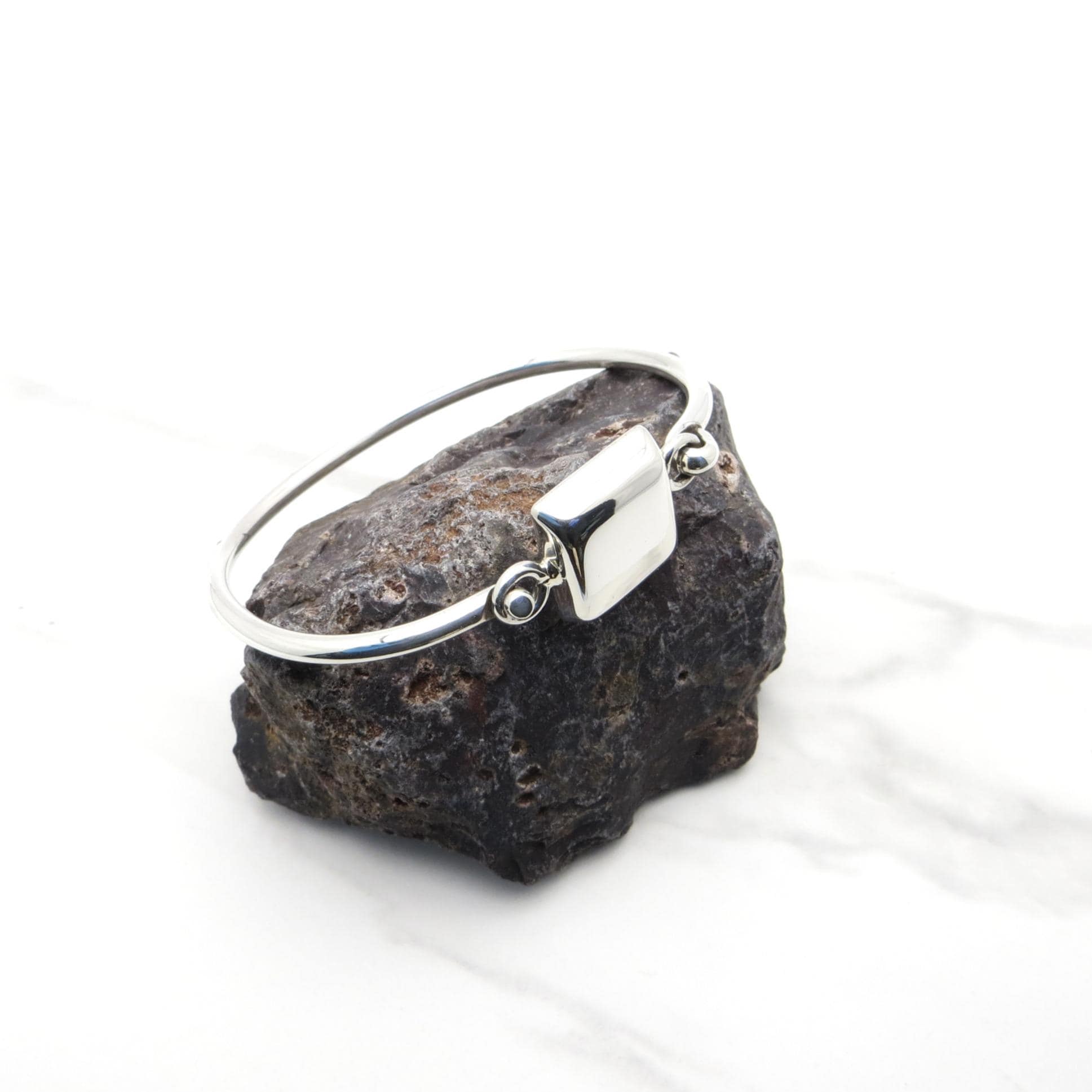 Sterling Silver Square Engravable Hinged Bracelet