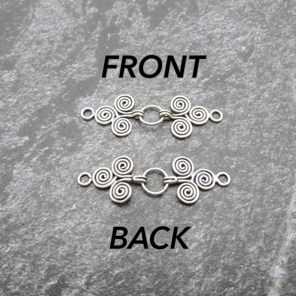 Sterling Silver Spiral Hook & Eye Clasp w/ ring, 38x12mm - MADE IN BALI - one set