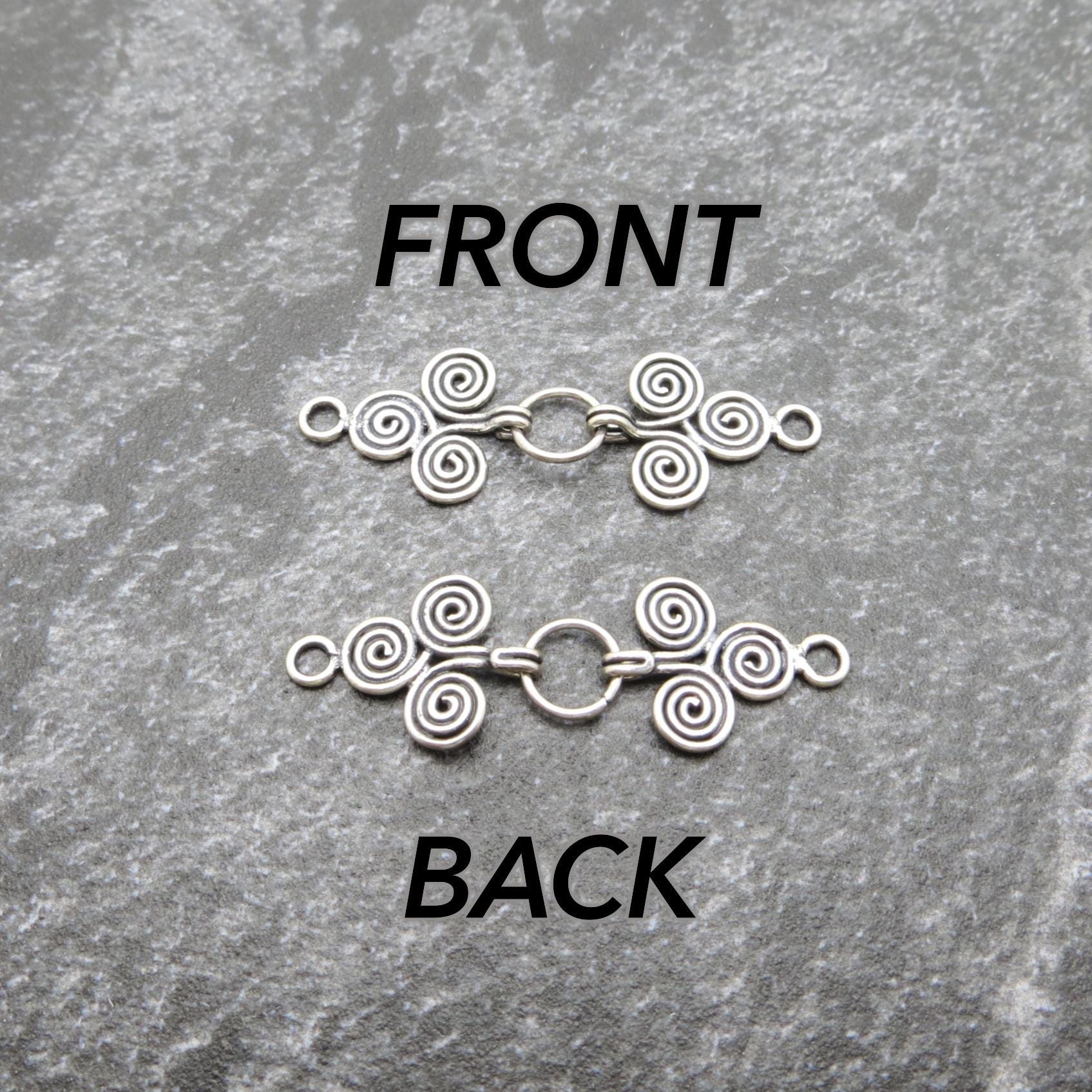 Sterling Silver Spiral Hook & Eye Clasp w/ ring, 38x12mm - MADE IN BALI - one set