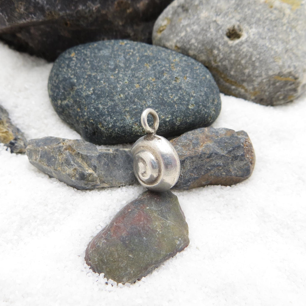 Karen Hill Tribe Silver Spiral Shell Charm - 17x12x7mm