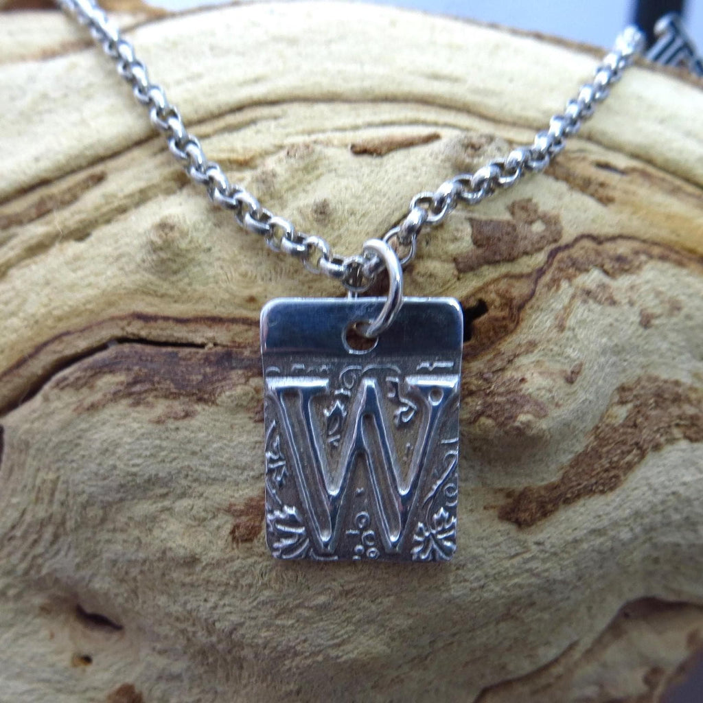 Pure Silver Initial Pendant, .999 Fine Silver, PMC - Small