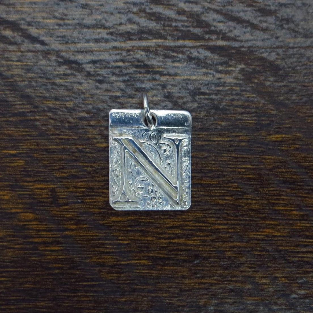 Pure Silver Initial Pendant, .999 Fine Silver, PMC - Small