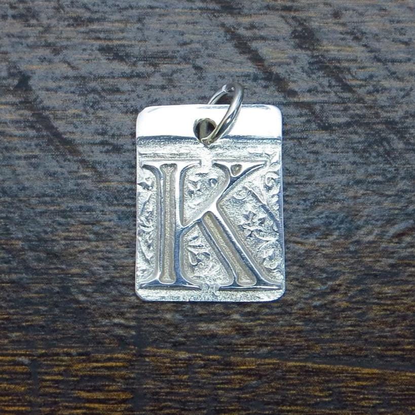 Pure Silver Initial Pendant, .999 Fine Silver, PMC - Small