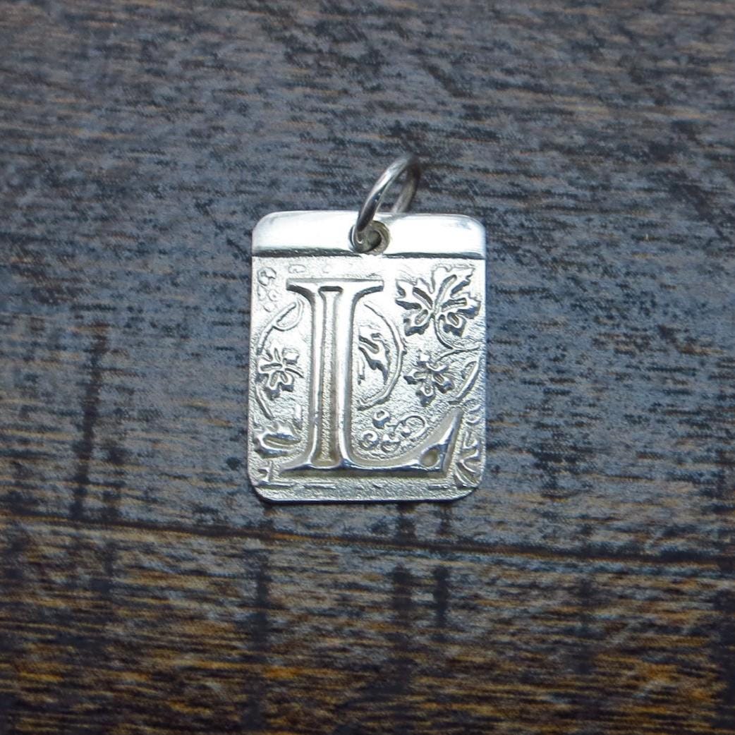 Pure Silver Initial Pendant, .999 Fine Silver, PMC - Small