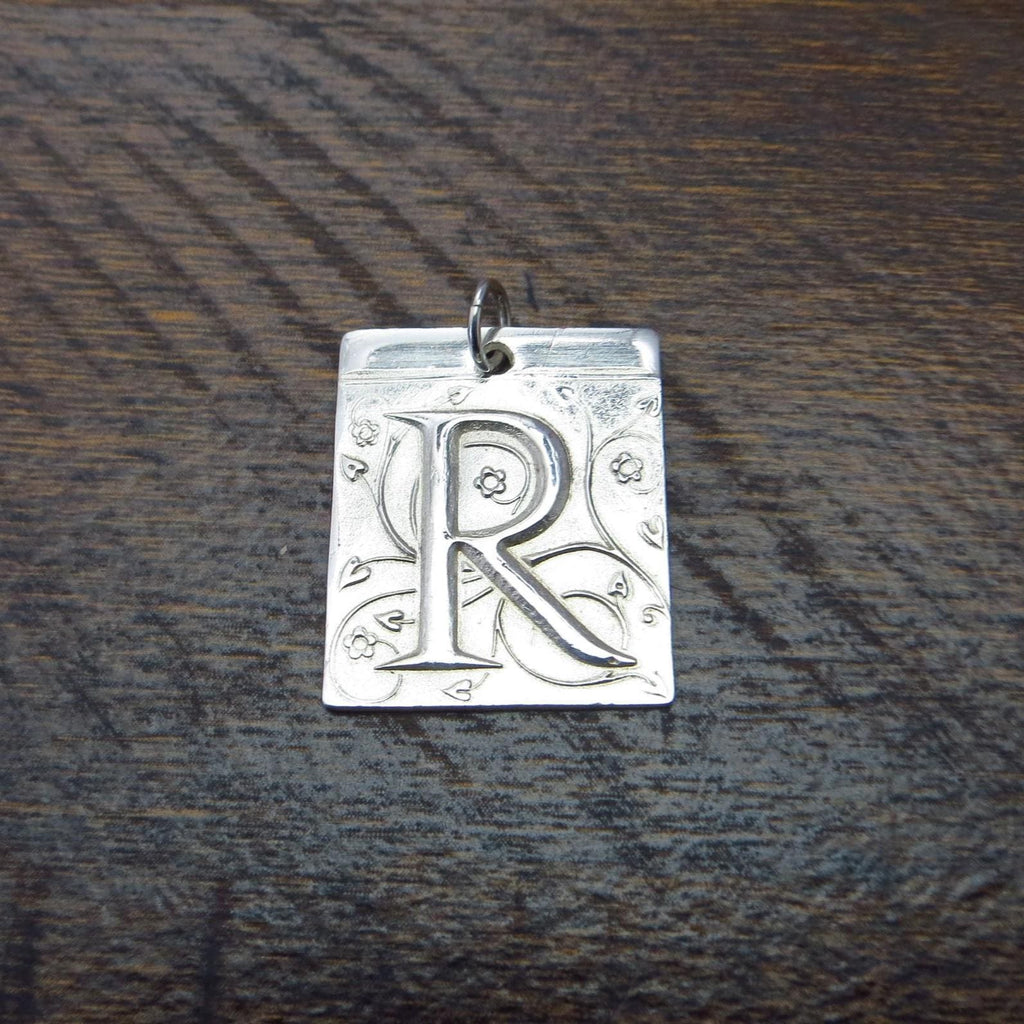 Pure Silver Initial Pendant, .999 Fine Silver, PMC - Large